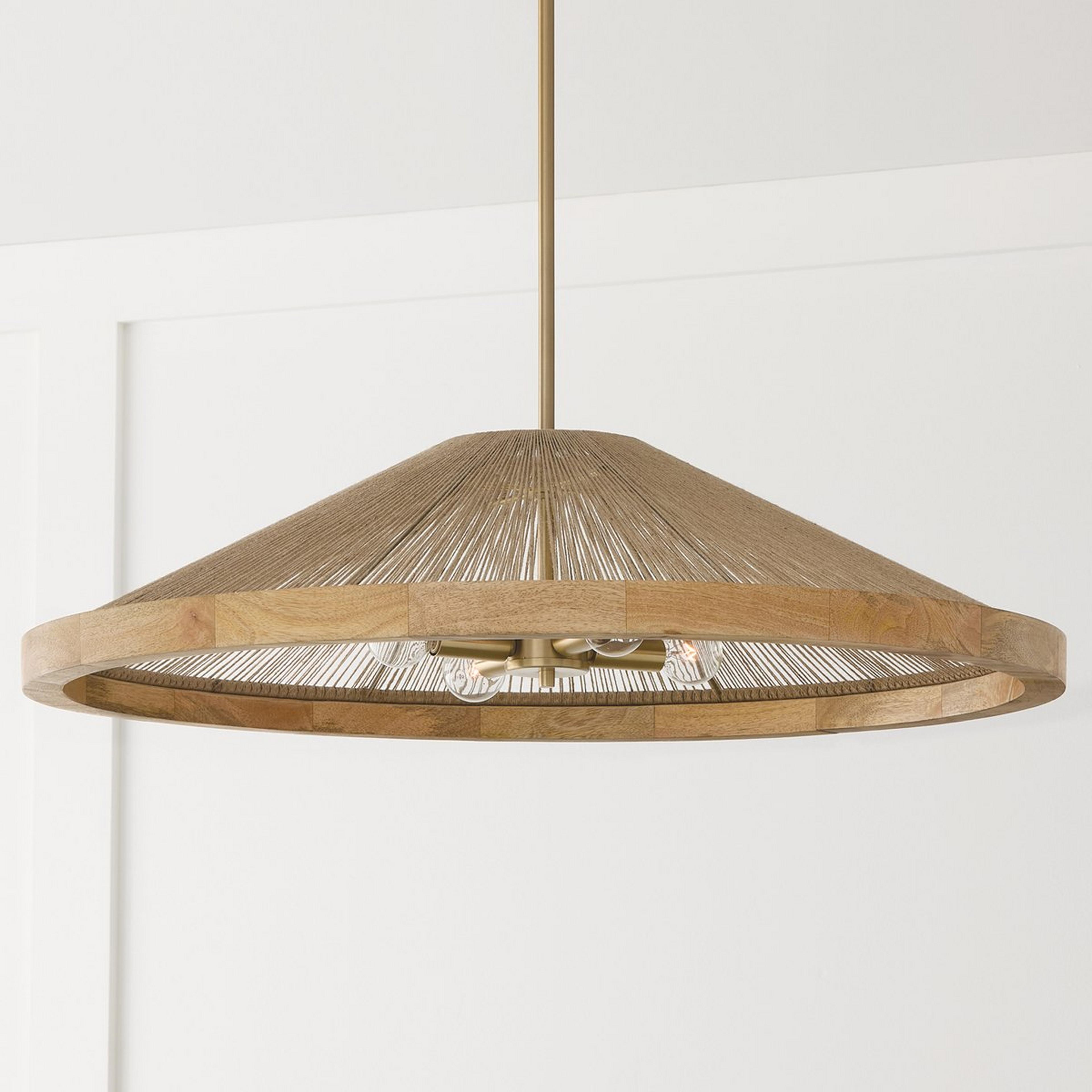 A Calyce Open Chandelier with Matte Brass / Natural color