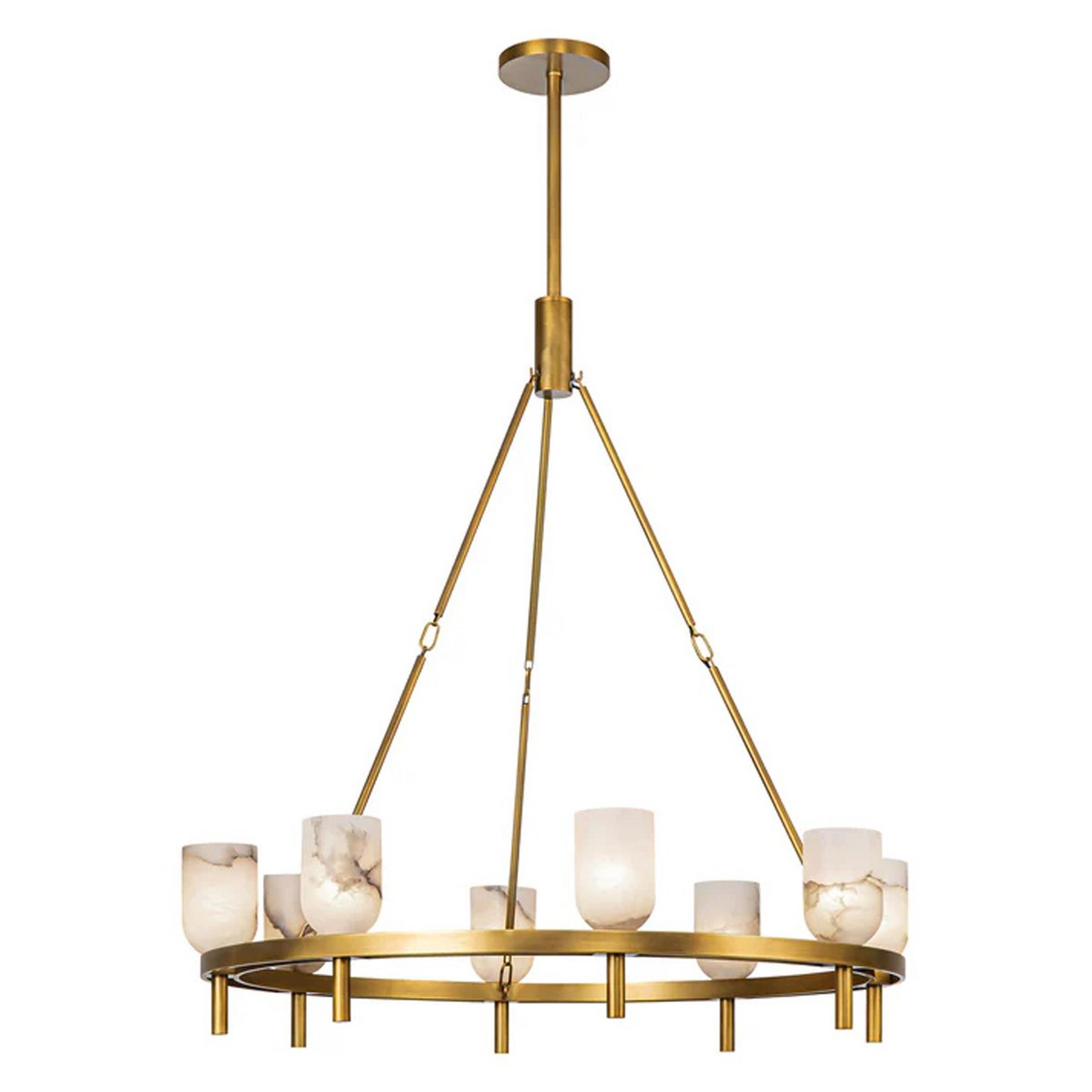 A Aurind Ring Chandelier - 8 Light - Alabaster with Aged Brass / Alabaster color