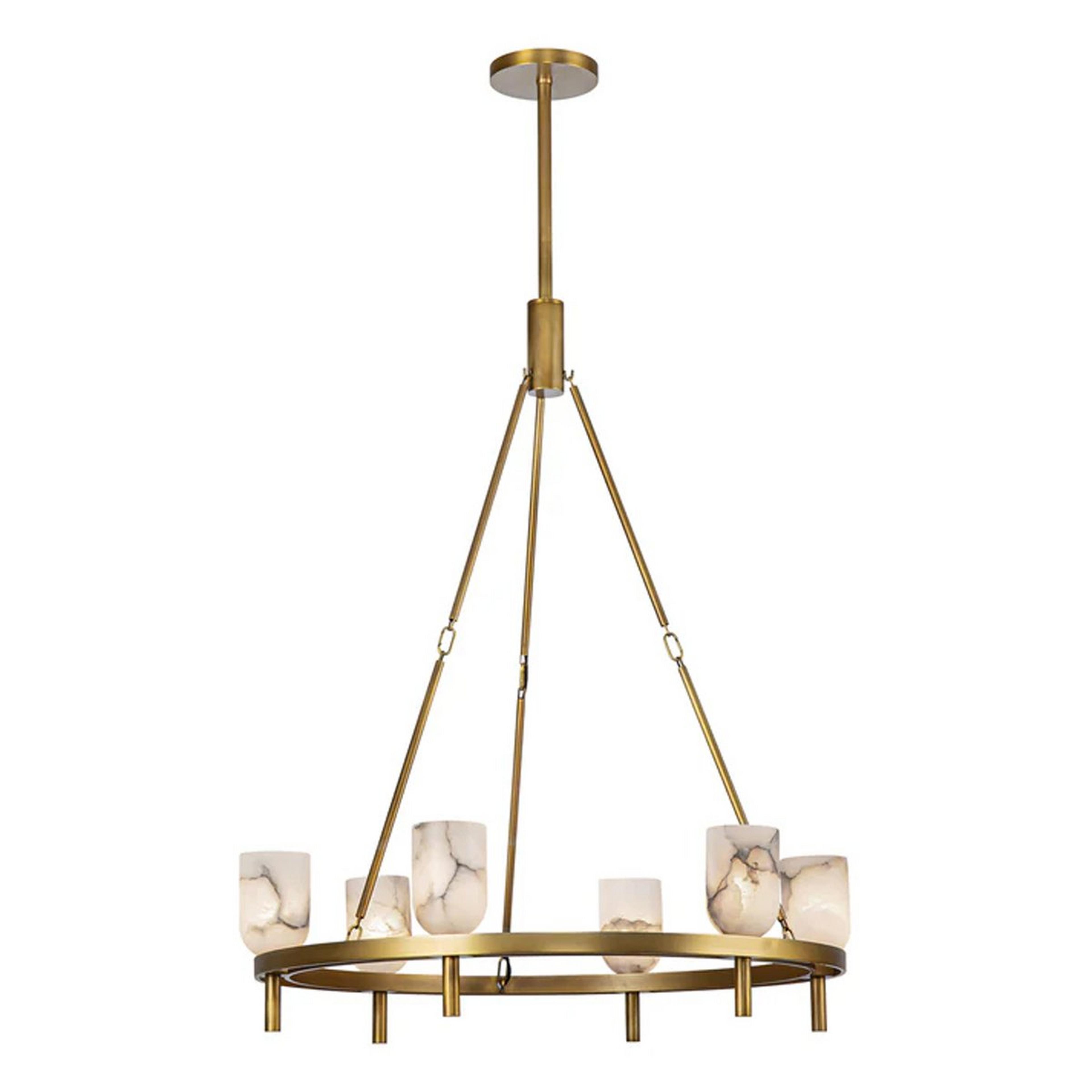 A Aurind Ring Chandelier - 6 Light - Alabaster with Aged Brass / Alabaster color