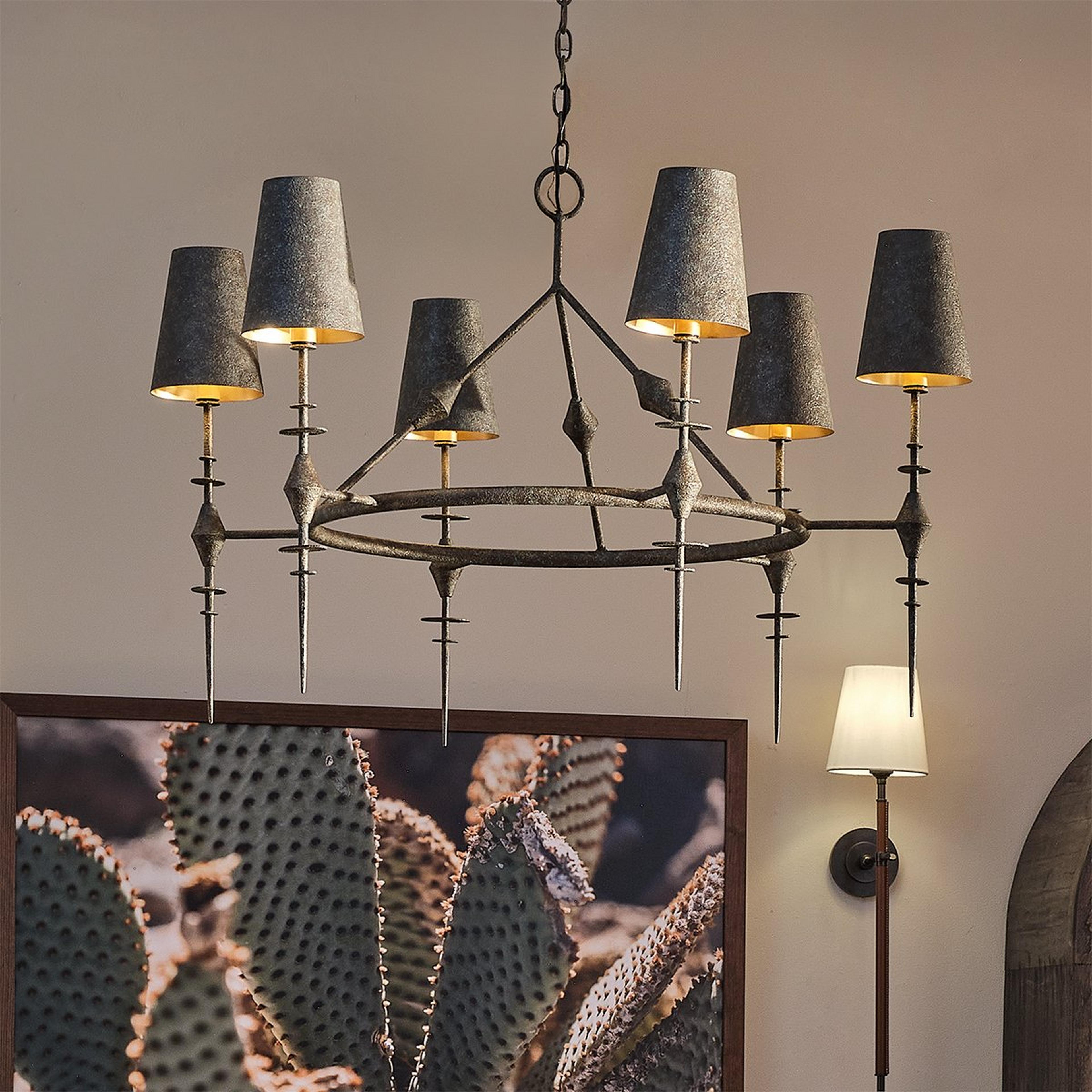 A Conrad Chandelier with Antiqued Bronze color