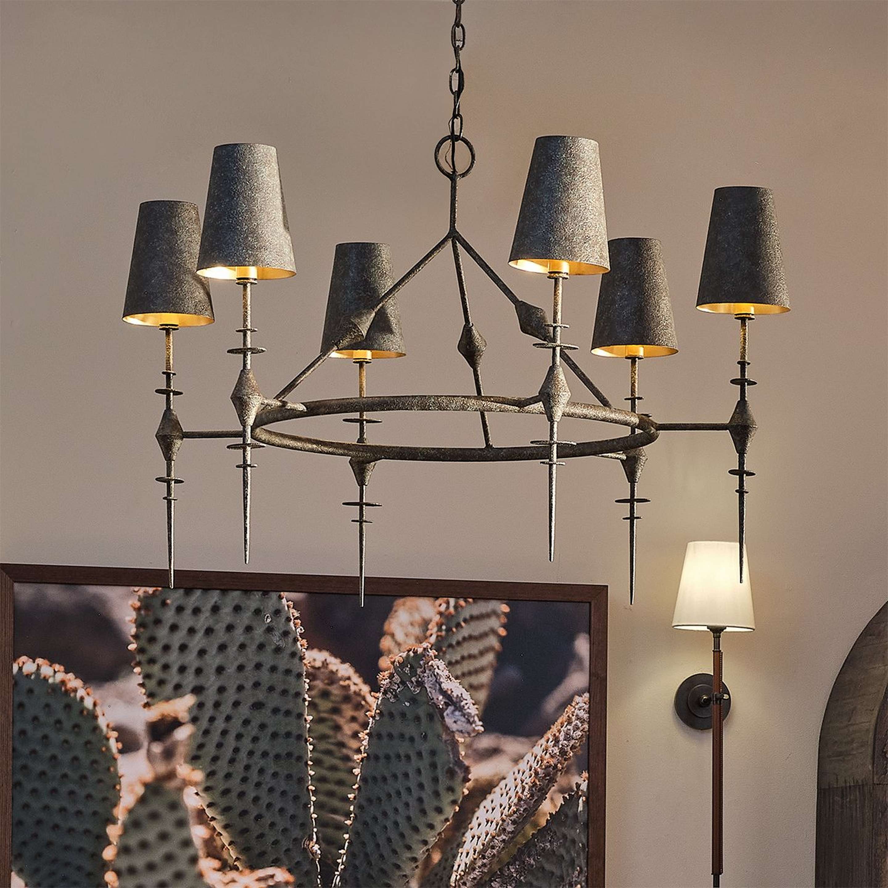 A Conrad Chandelier with Antiqued Bronze color