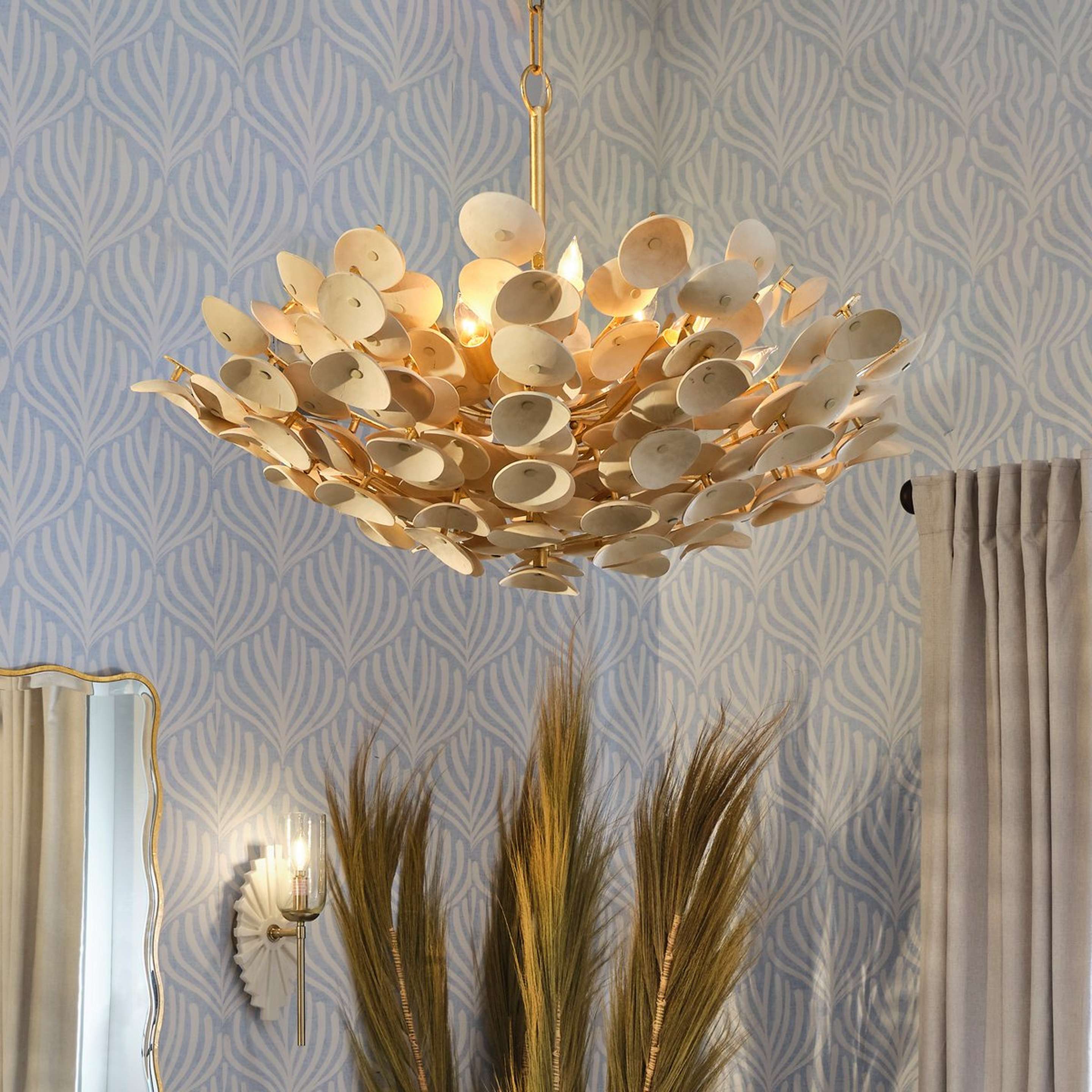 A Ceylon Chandelier with White / Brass color