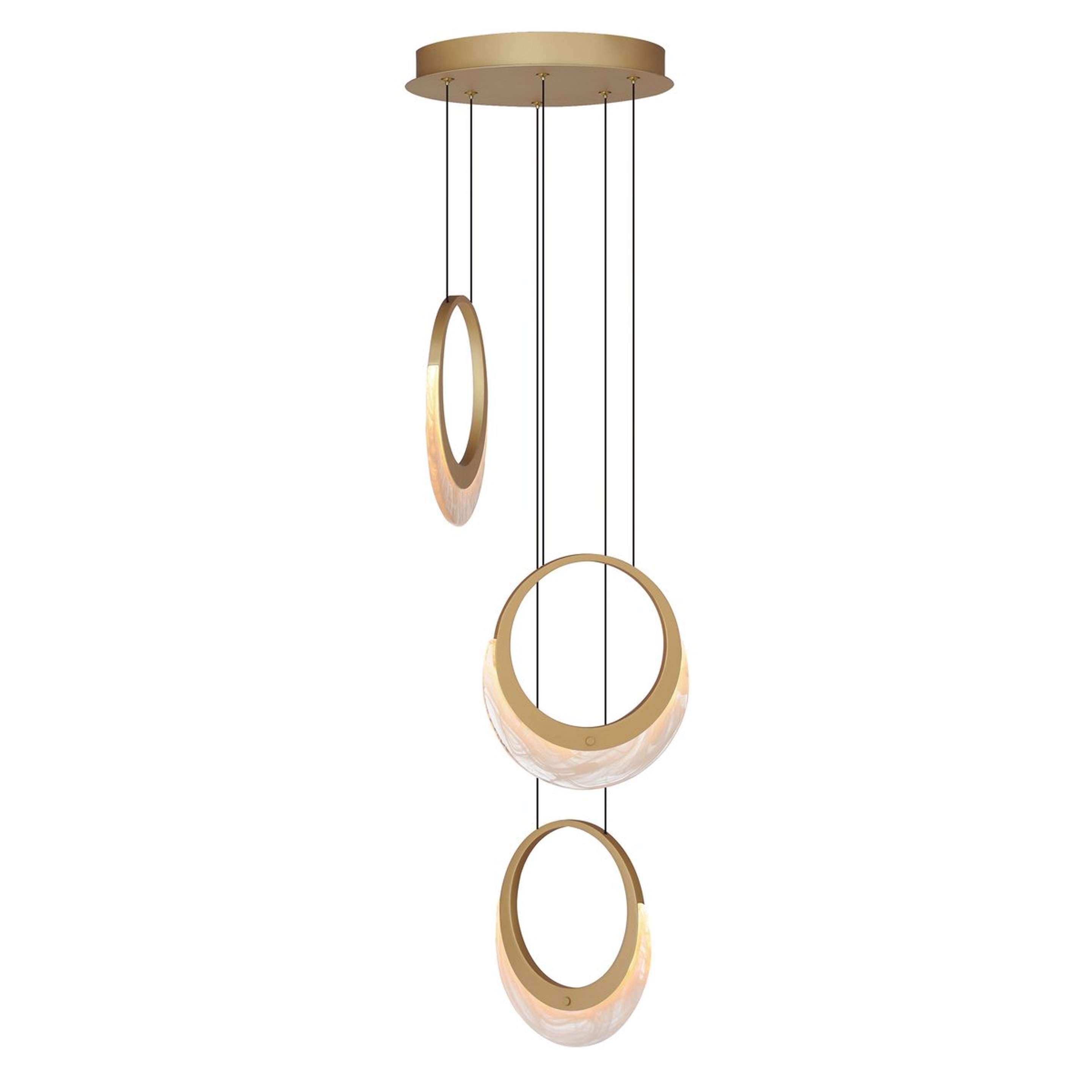 A Harpe LED Chandelier with Gold / Cloud Glass color