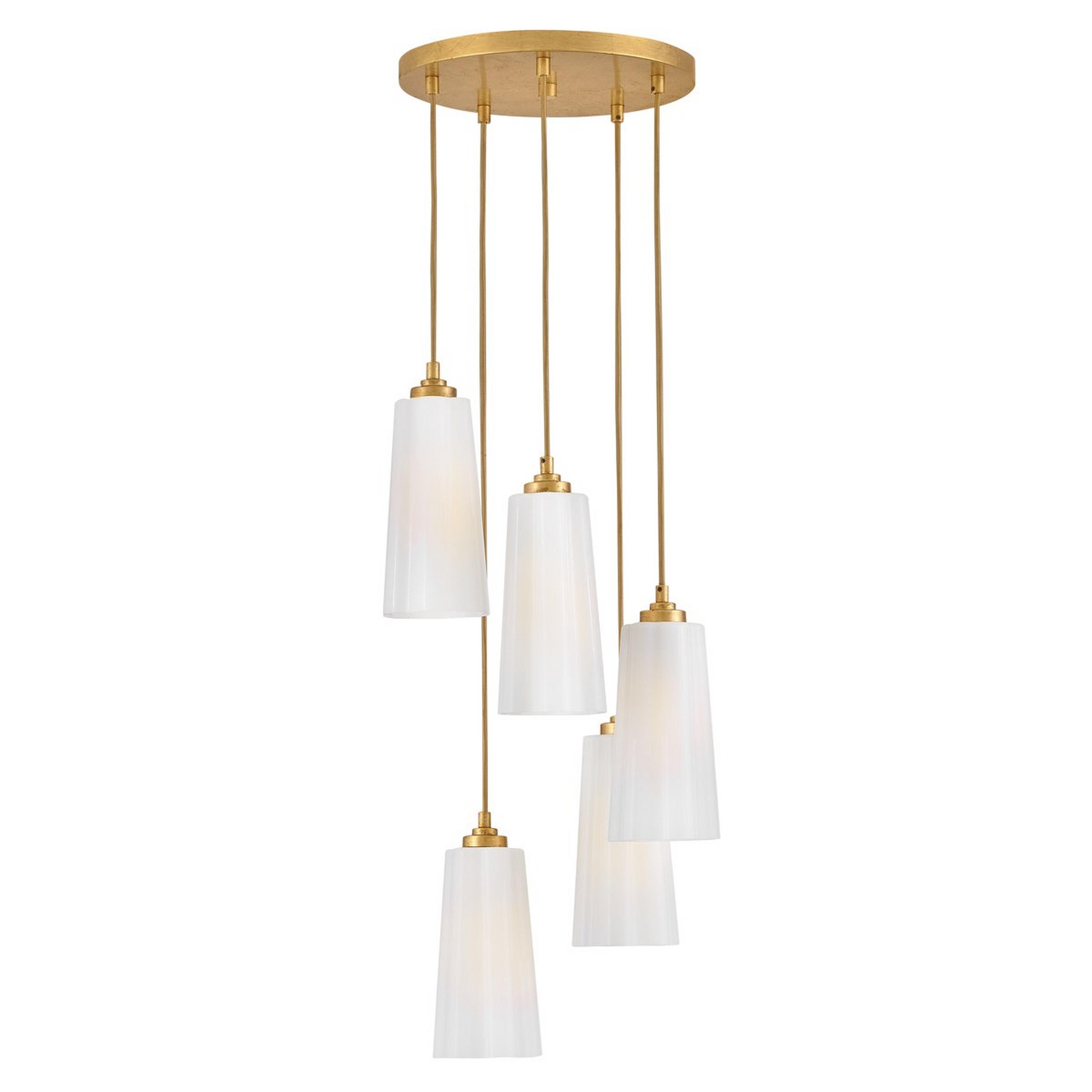 A Saccharine Chandelier with Gold Leaf / Opal Glass color