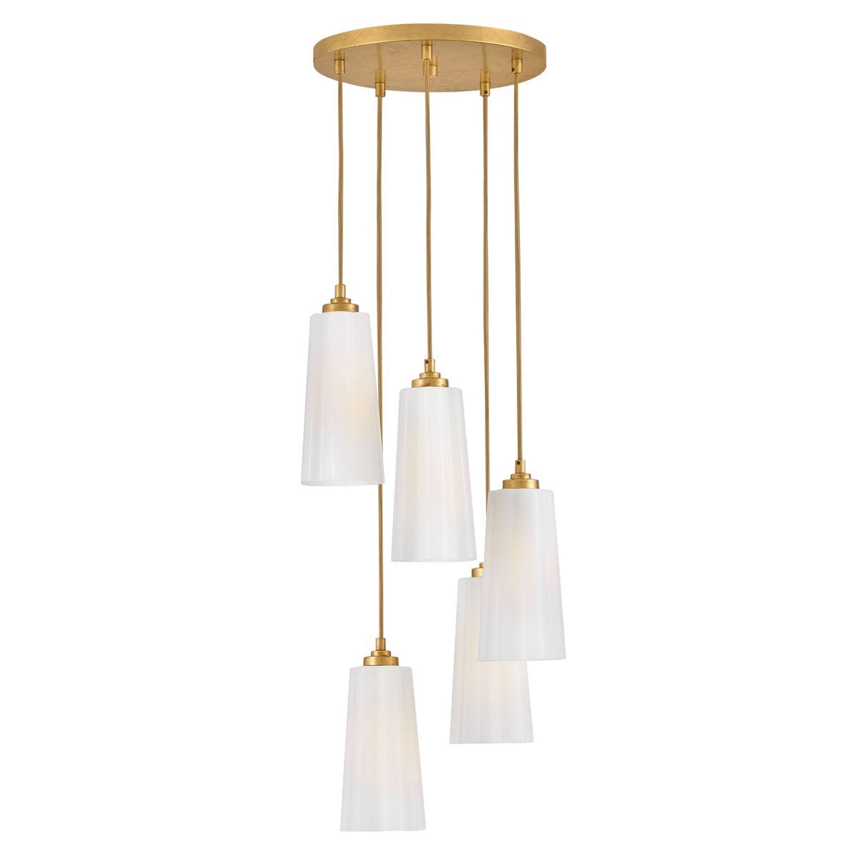A Saccharine Chandelier with Gold Leaf / Opal Glass color