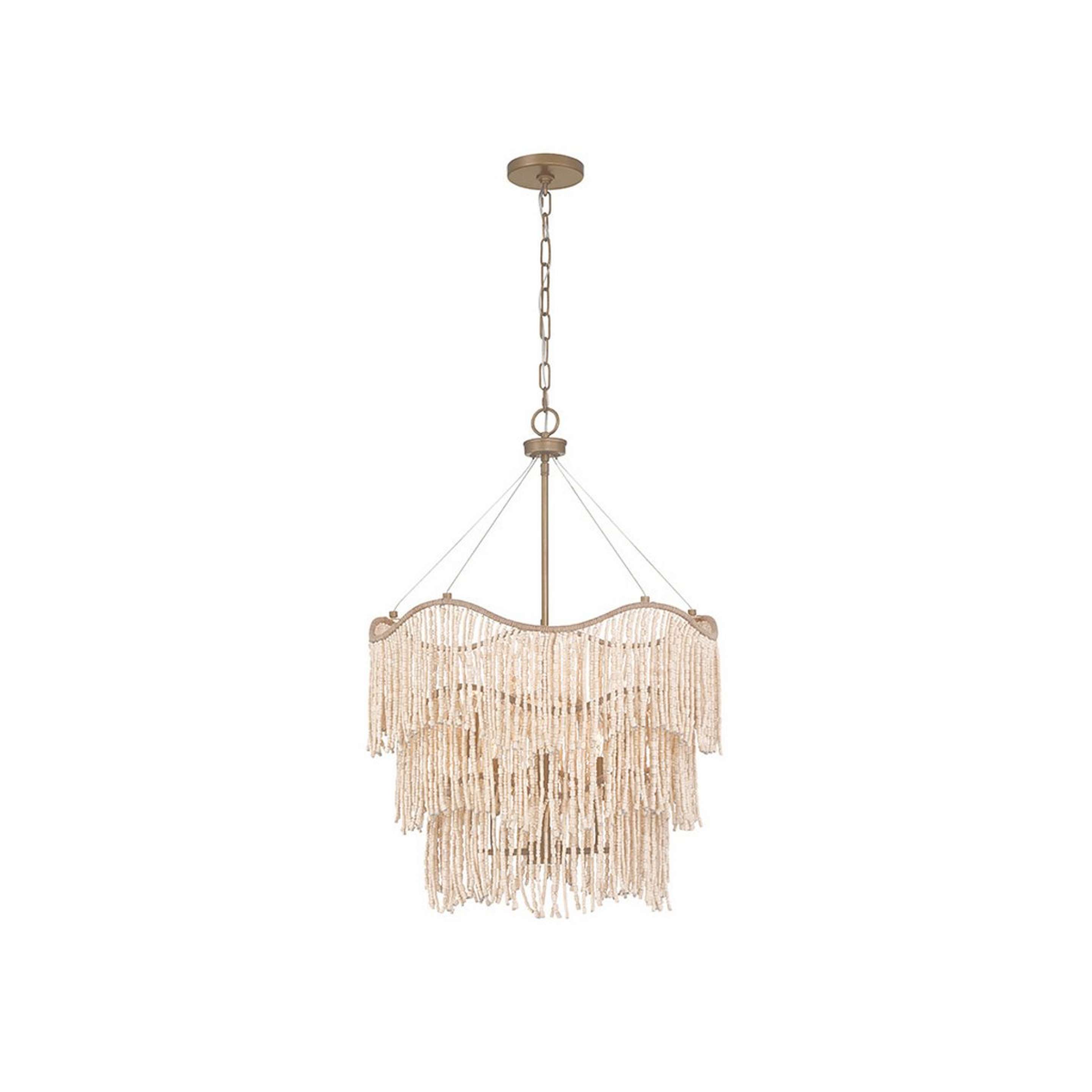 A Corsica Chandelier with Brown / White Wood color