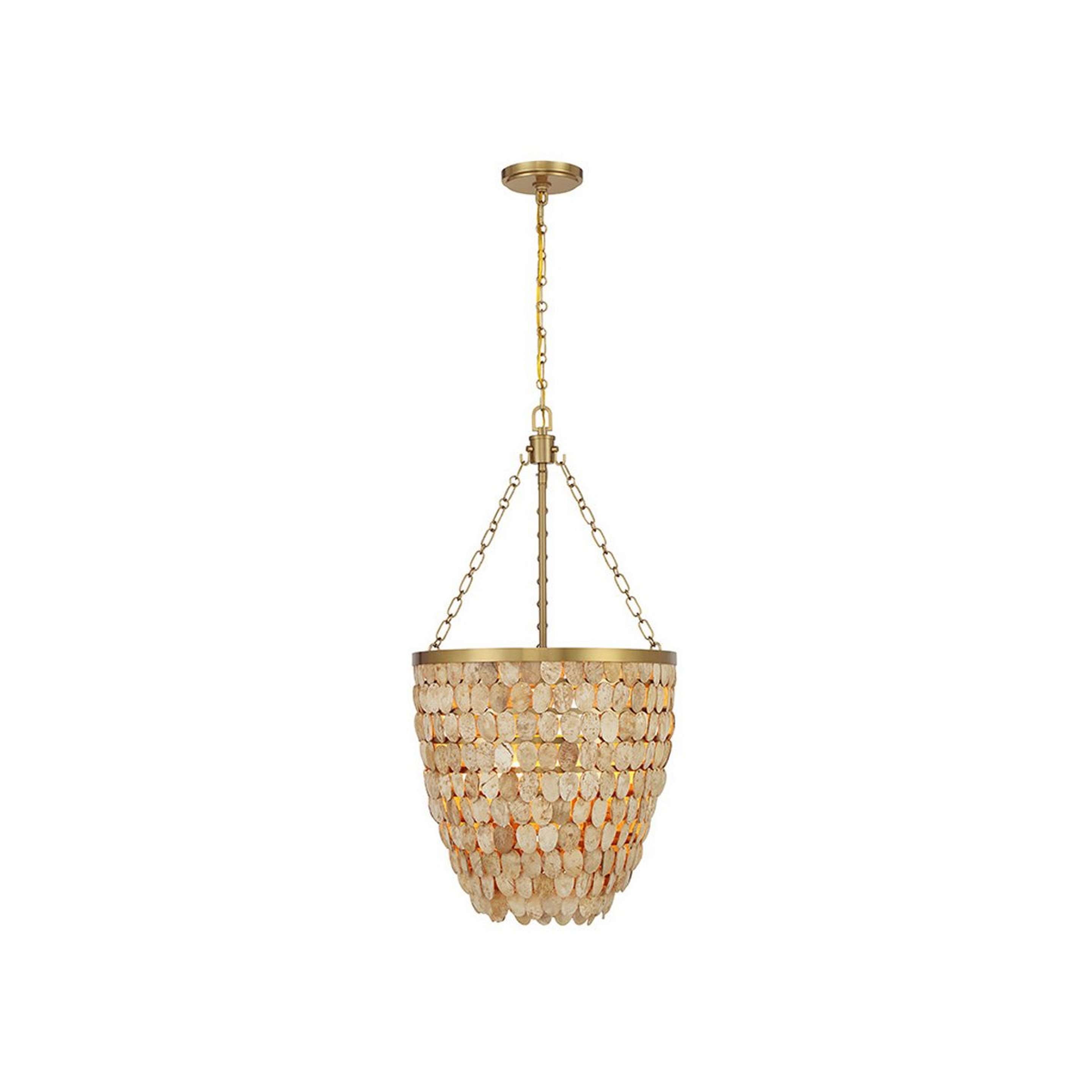 A Tala Chandelier with Aged Brass / Coconut Shell color