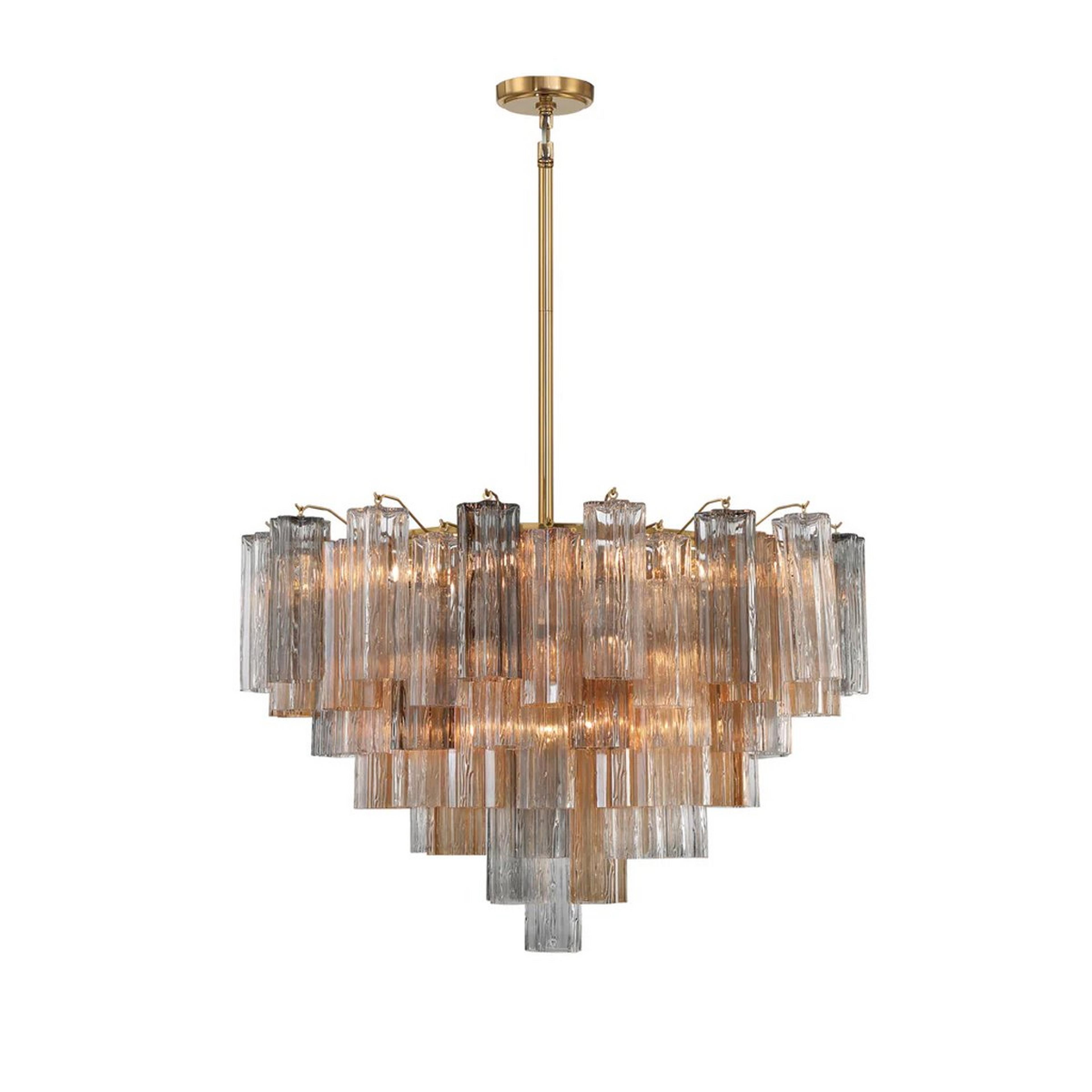 A Imondo Chandelier - 16 Light - Autumn with Aged Brass / Autumn Tronchi Glass color