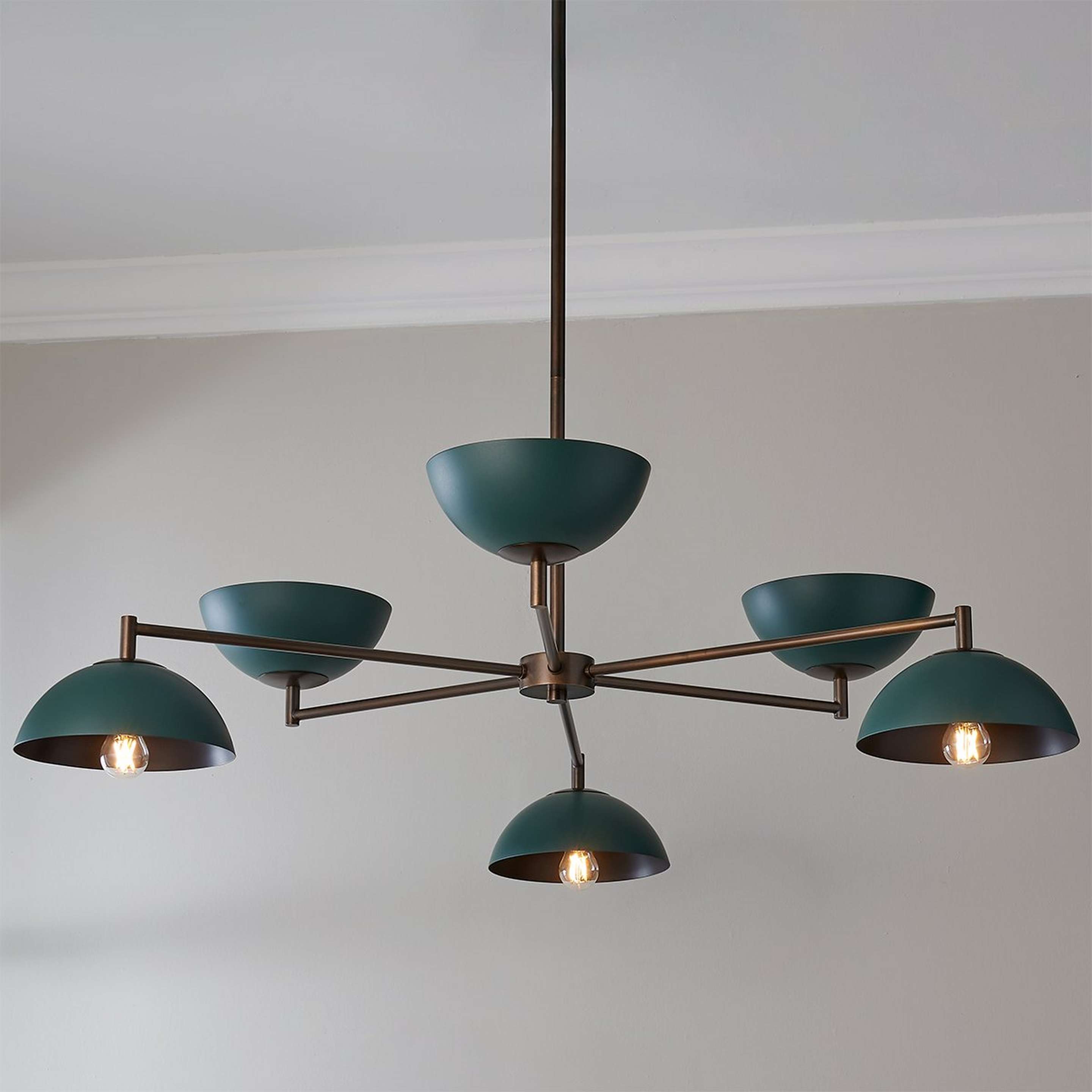 A Oxbow Chandelier with Teal / Bronze color
