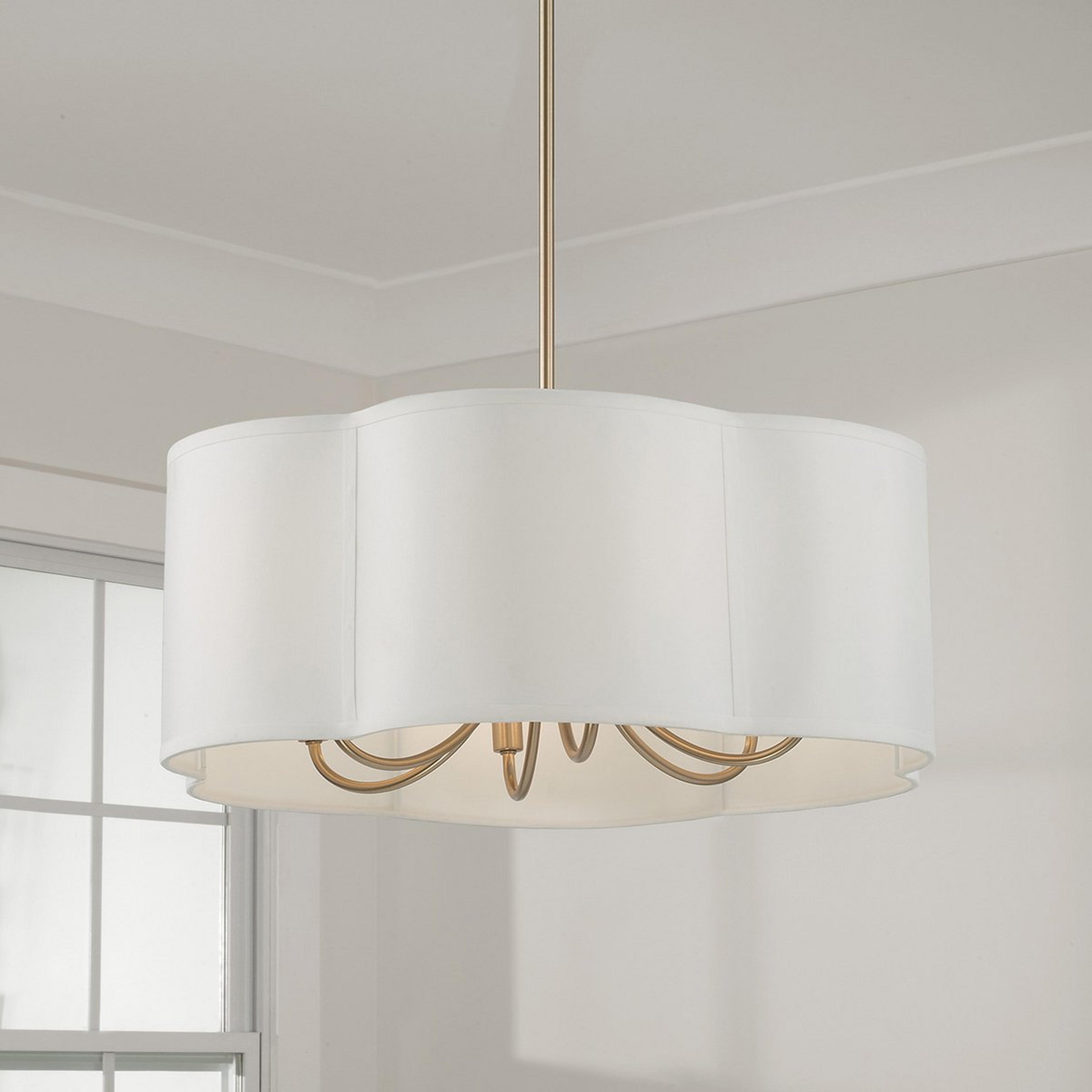 A Lynnhaven Chandelier - 24" with Matte Brass / White color