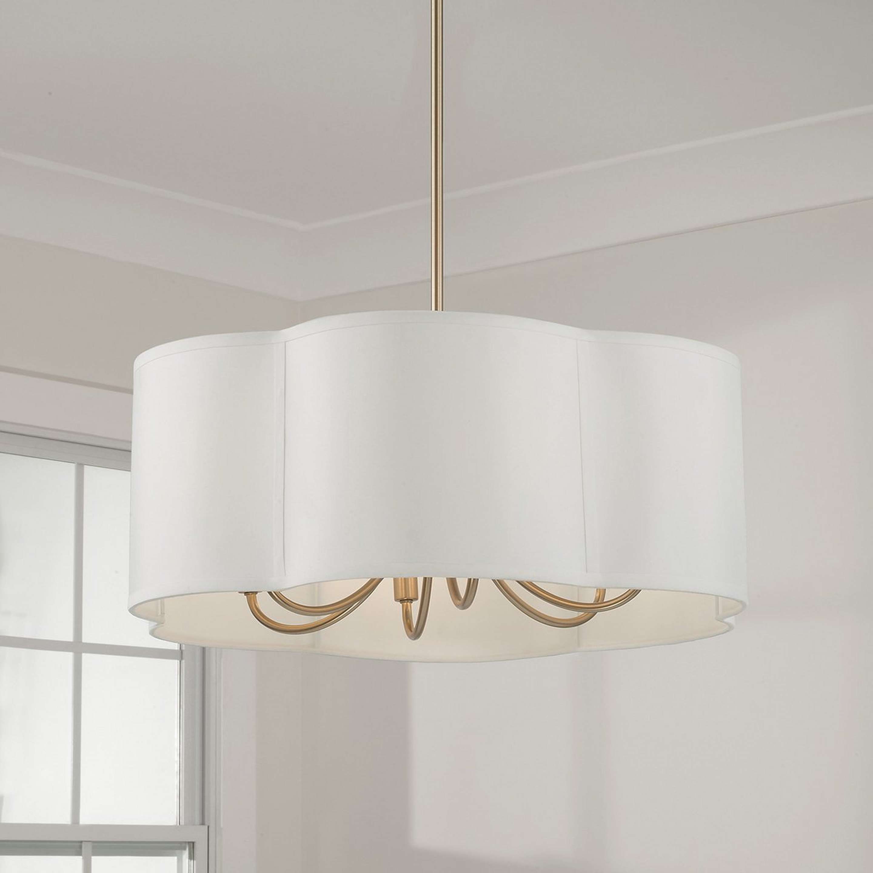 A Lynnhaven Chandelier - 24" with Matte Brass / White color