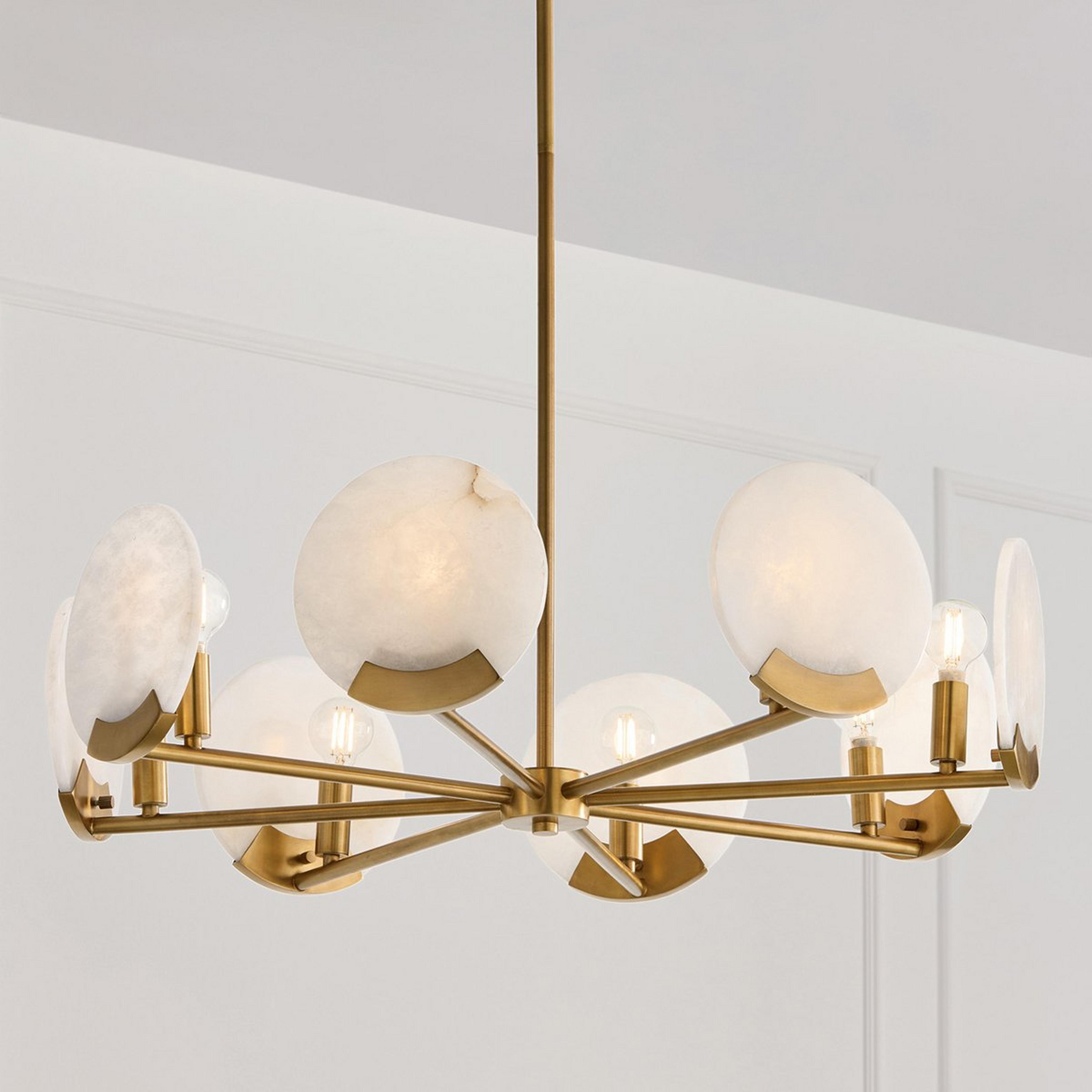 A Balasa Chandelier - Small with Brass / Natural Alabaster color