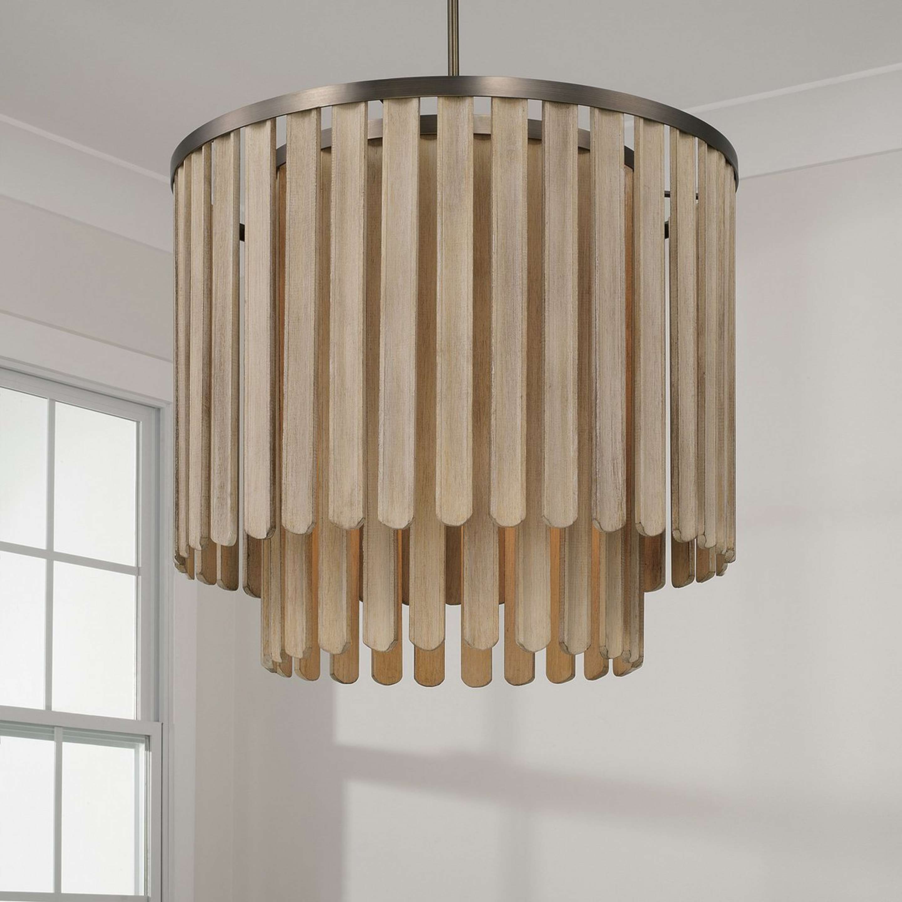 A Gaveshan Chandelier - 5 Light with Brass / Natural Wood color