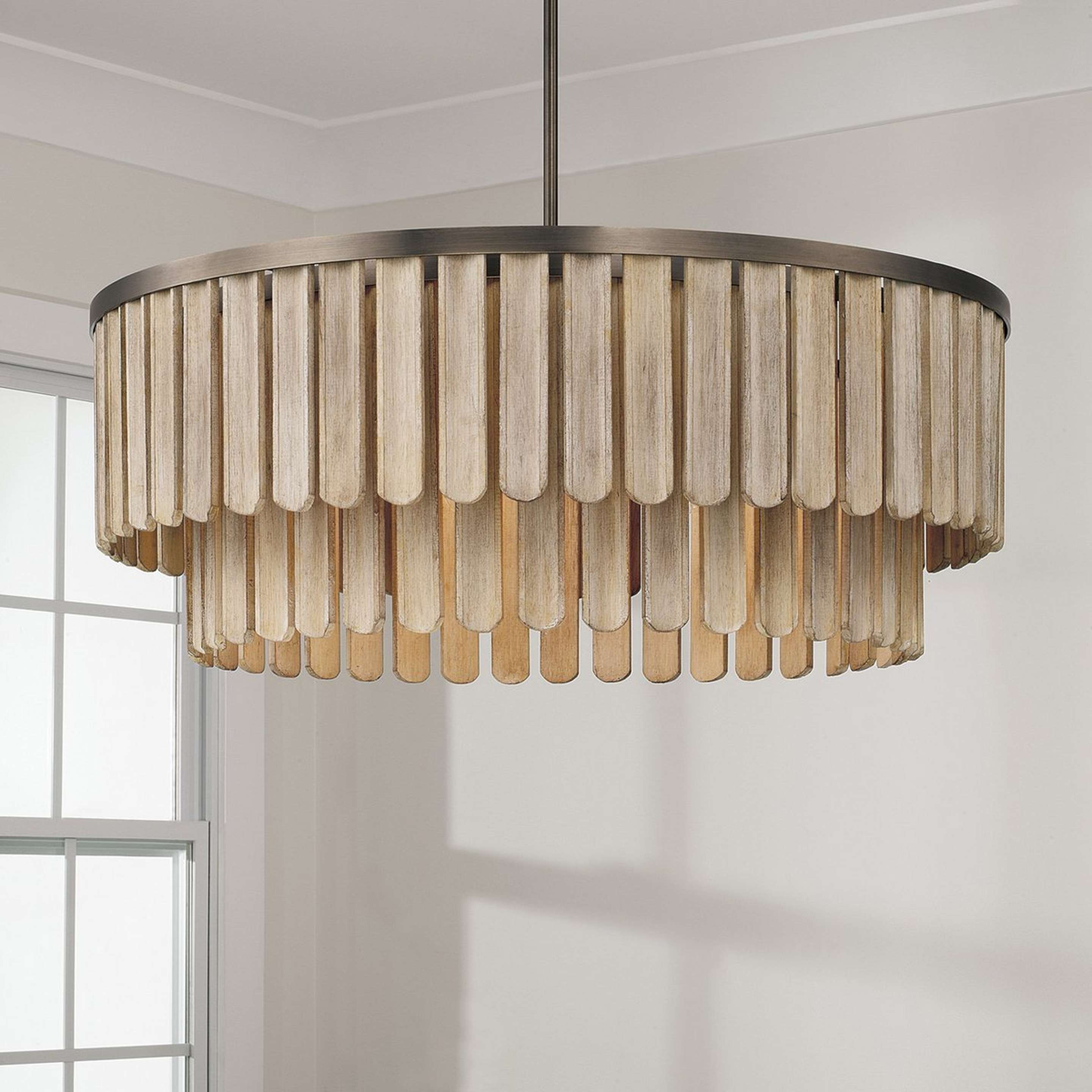A Gaveshan Chandelier - 6 Light with Aged Brass / Natural Wood color