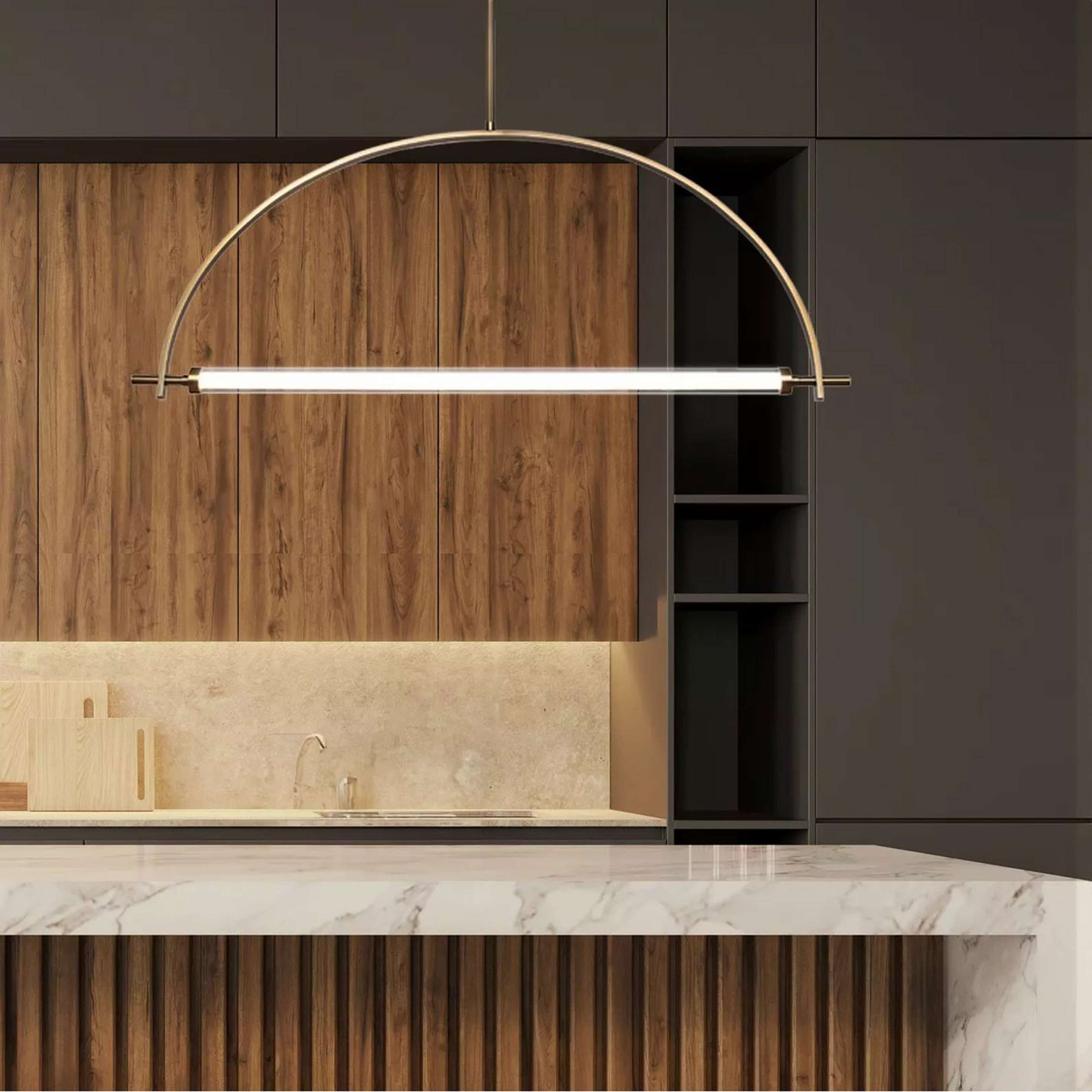A Ylithian LED Linear Chandelier with Gold / White Acrylic color