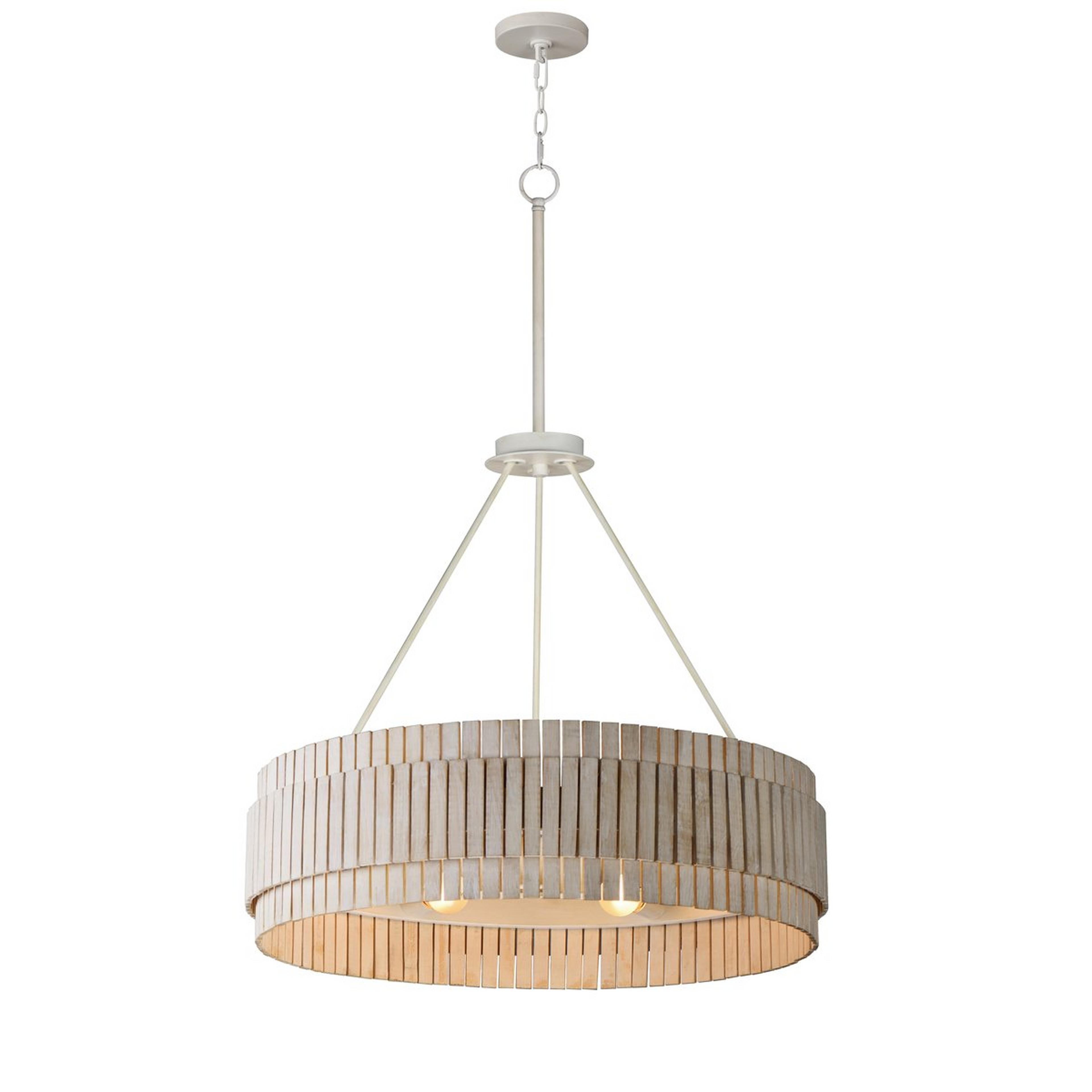 A Dinisha Chandelier with Ecru / Whitewashed Bamboo color