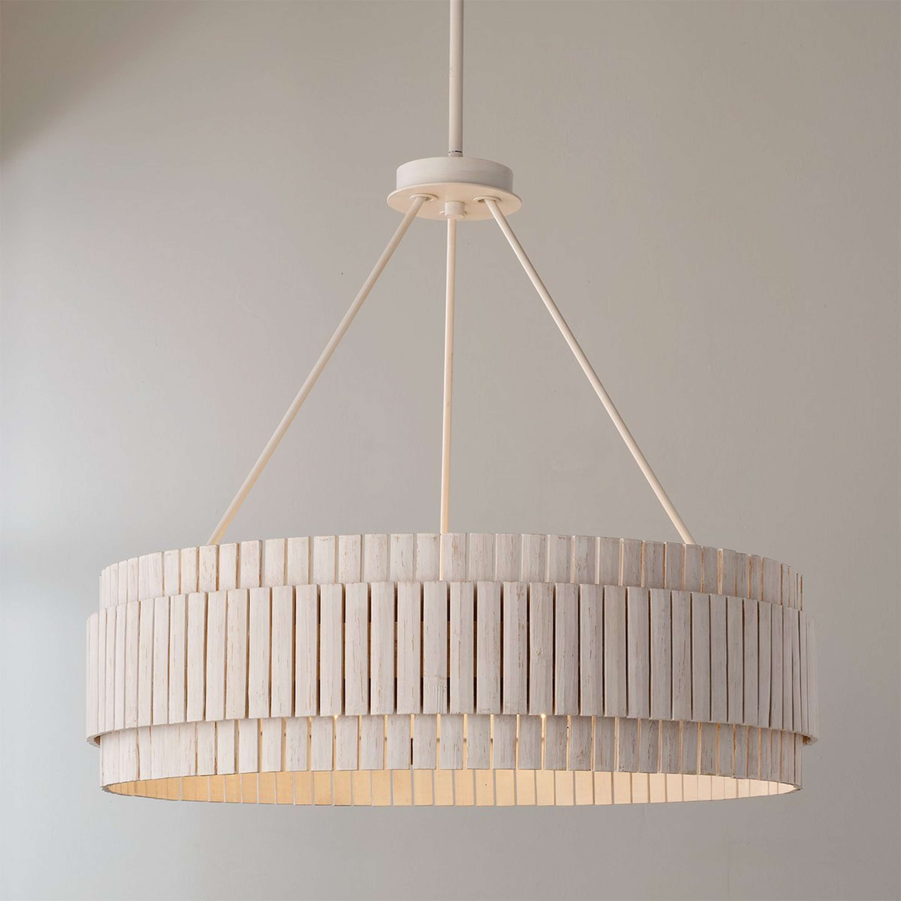 A Dinisha Chandelier with Ecru / Whitewashed Bamboo color
