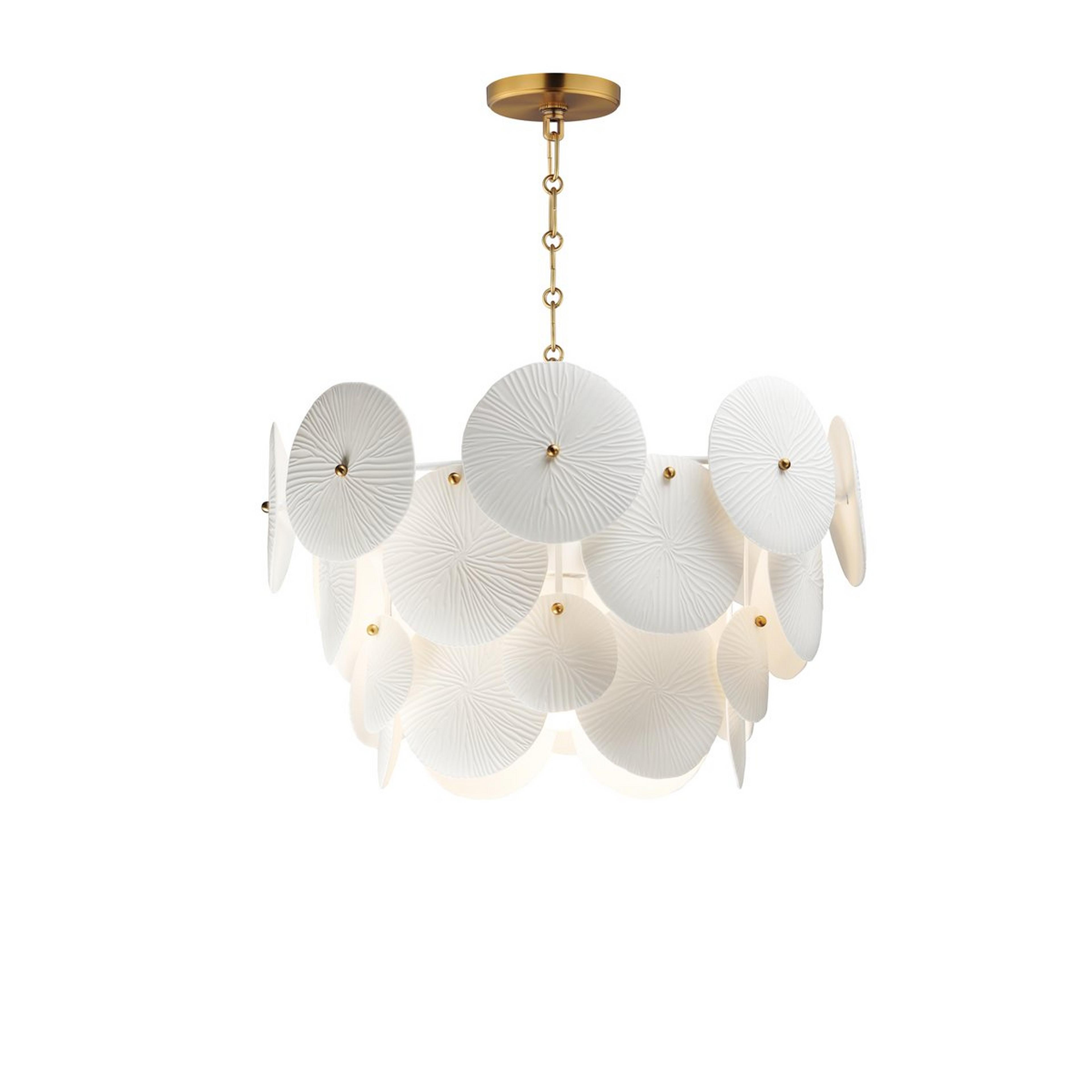 A Voutoumi Chandelier - Small with Aged Brass / White Ceramic color
