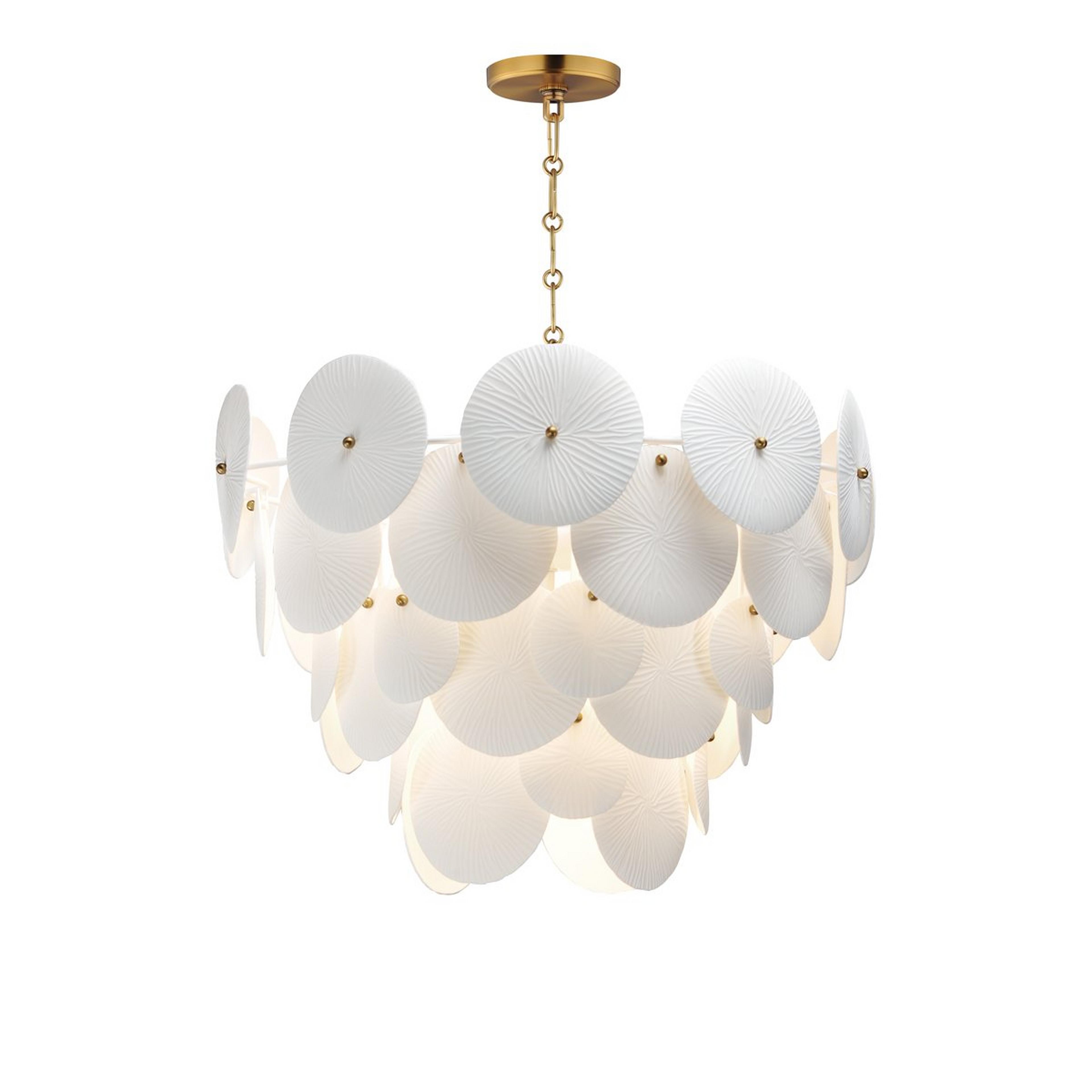 A Voutoumi Chandelier - Medium with Aged Brass / White Ceramic color