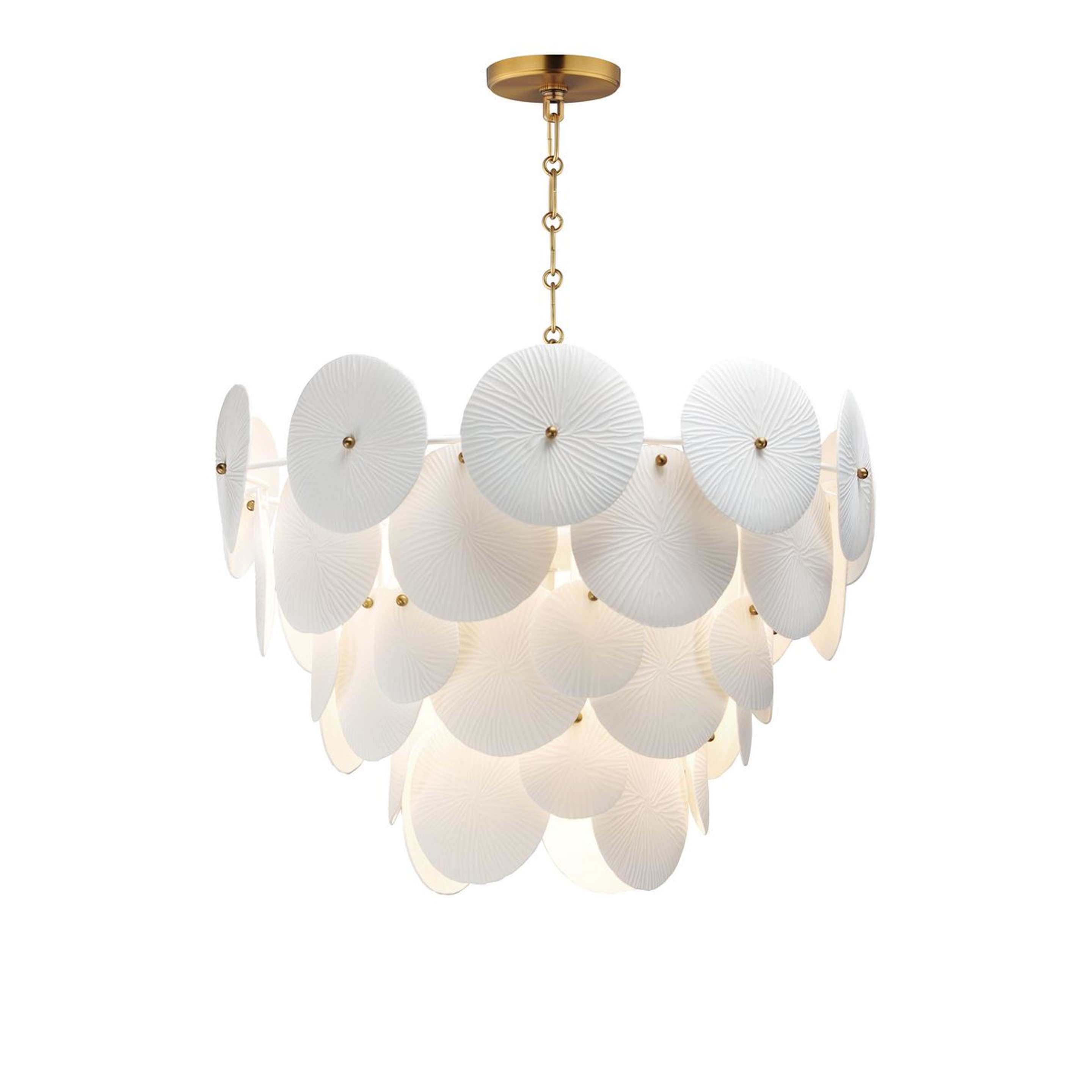 A Voutoumi Chandelier - Medium with Aged Brass / White Ceramic color