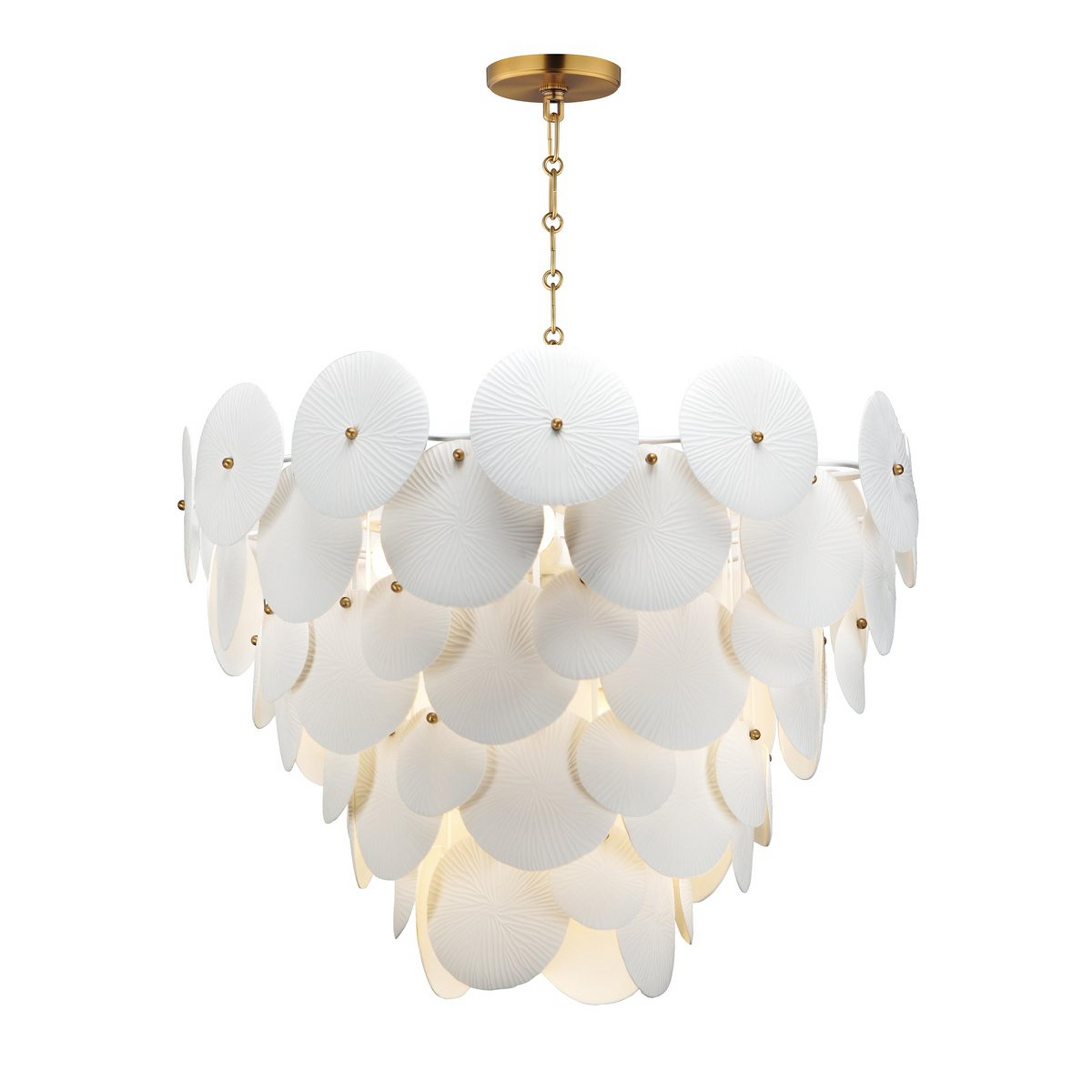 A Voutoumi Chandelier - Large with Aged Brass / White Ceramic color
