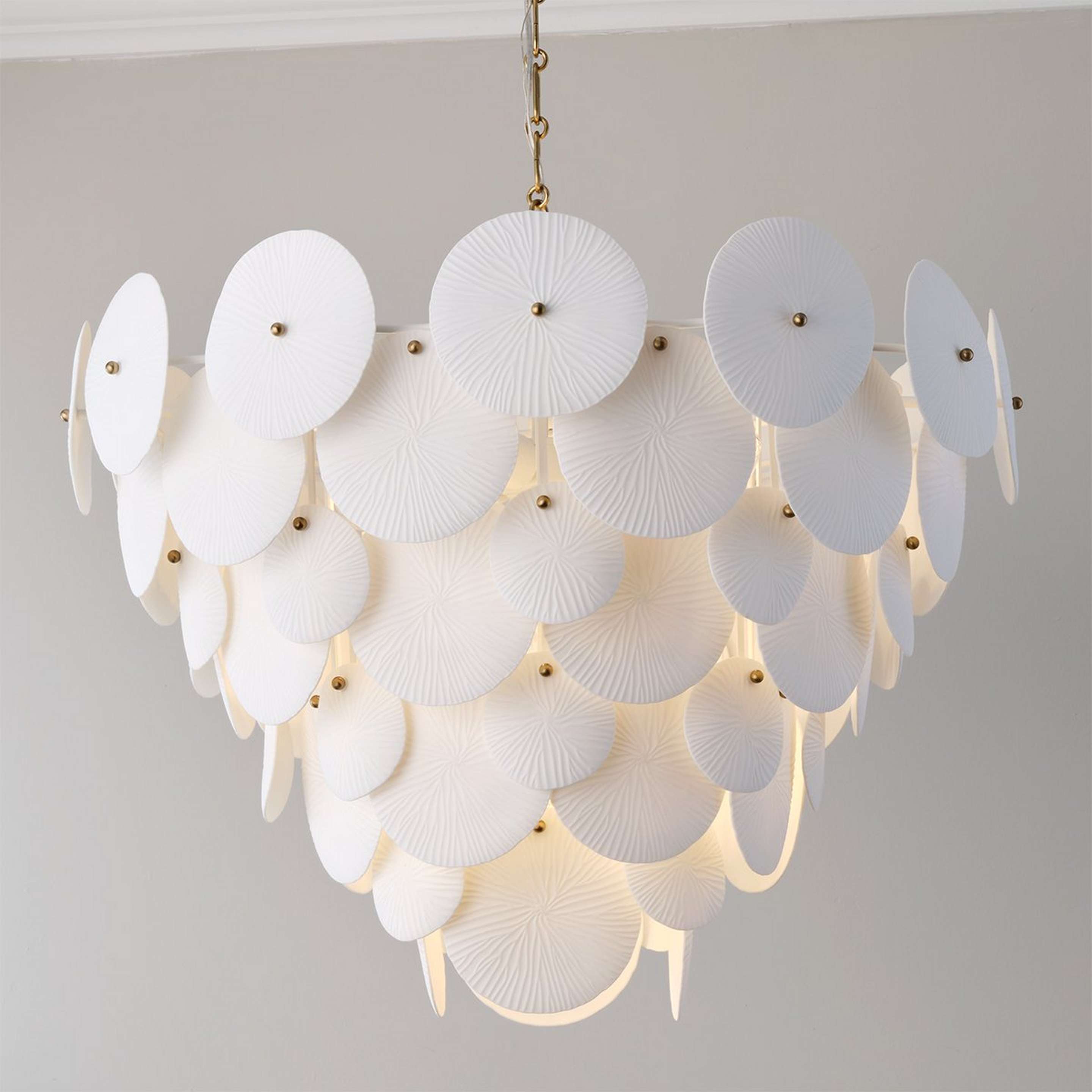 A Voutoumi Chandelier - Large with Aged Brass / White Ceramic color