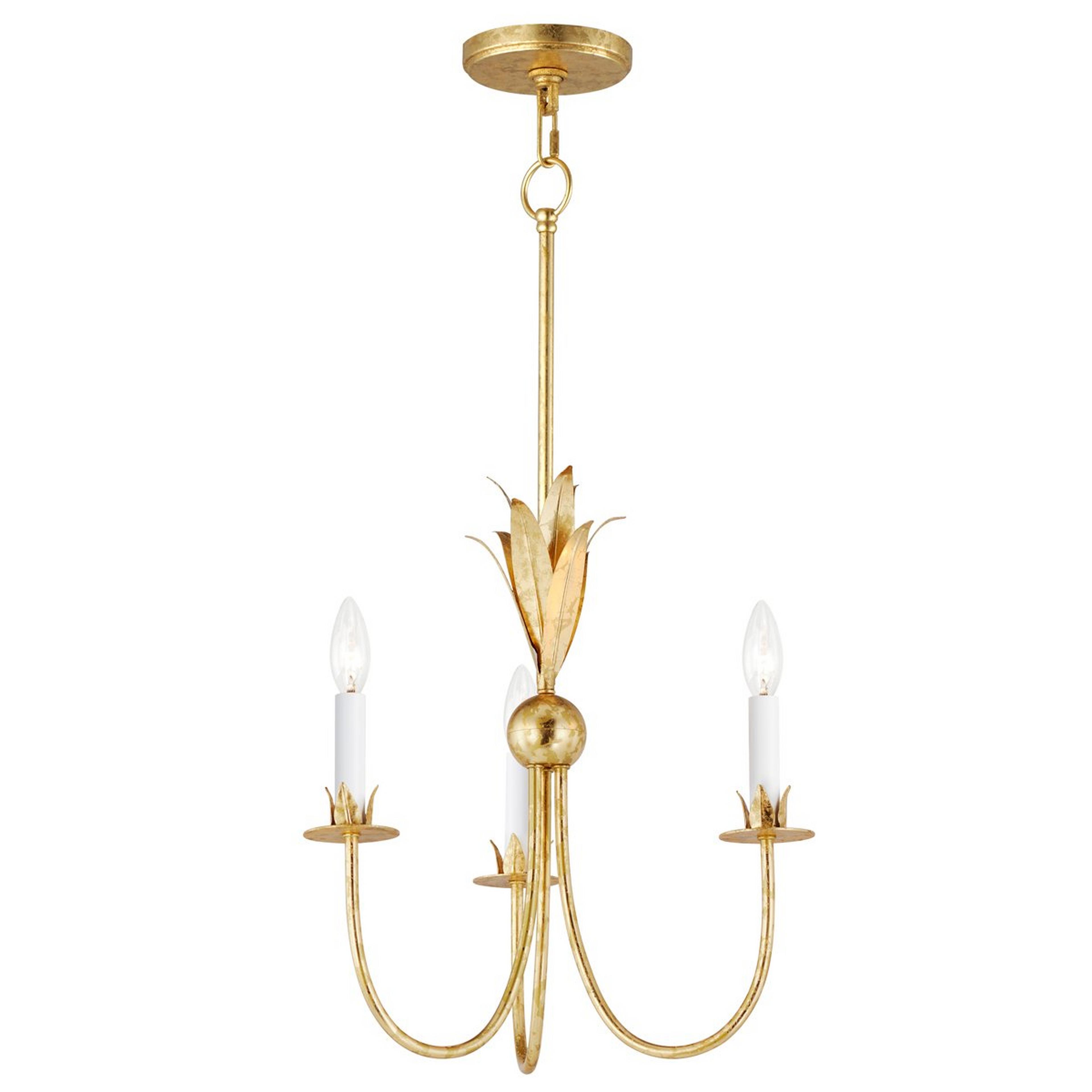 A Eartha Chandelier - 3 Light with Textured Gold color