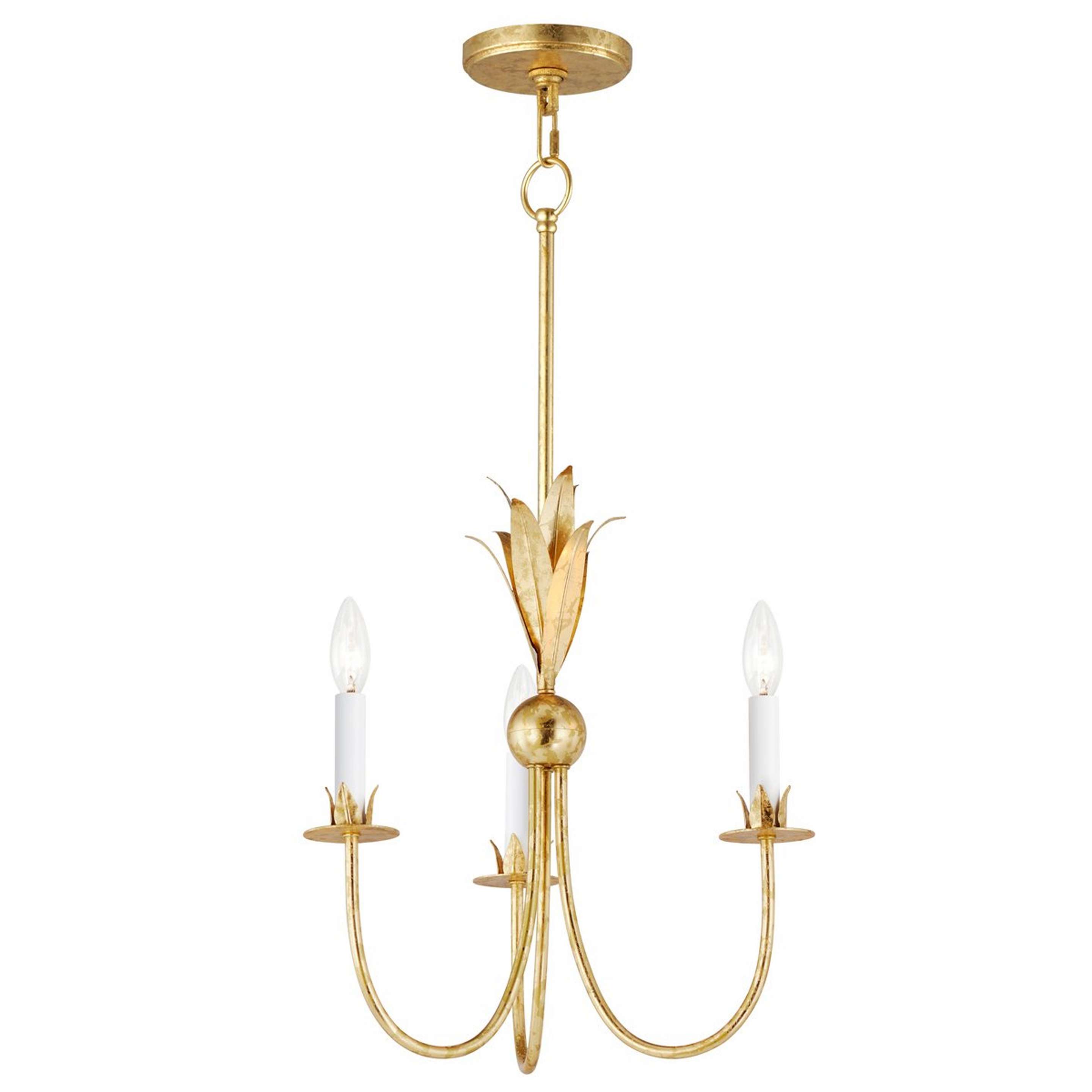 A Eartha Chandelier - 3 Light with Textured Gold color