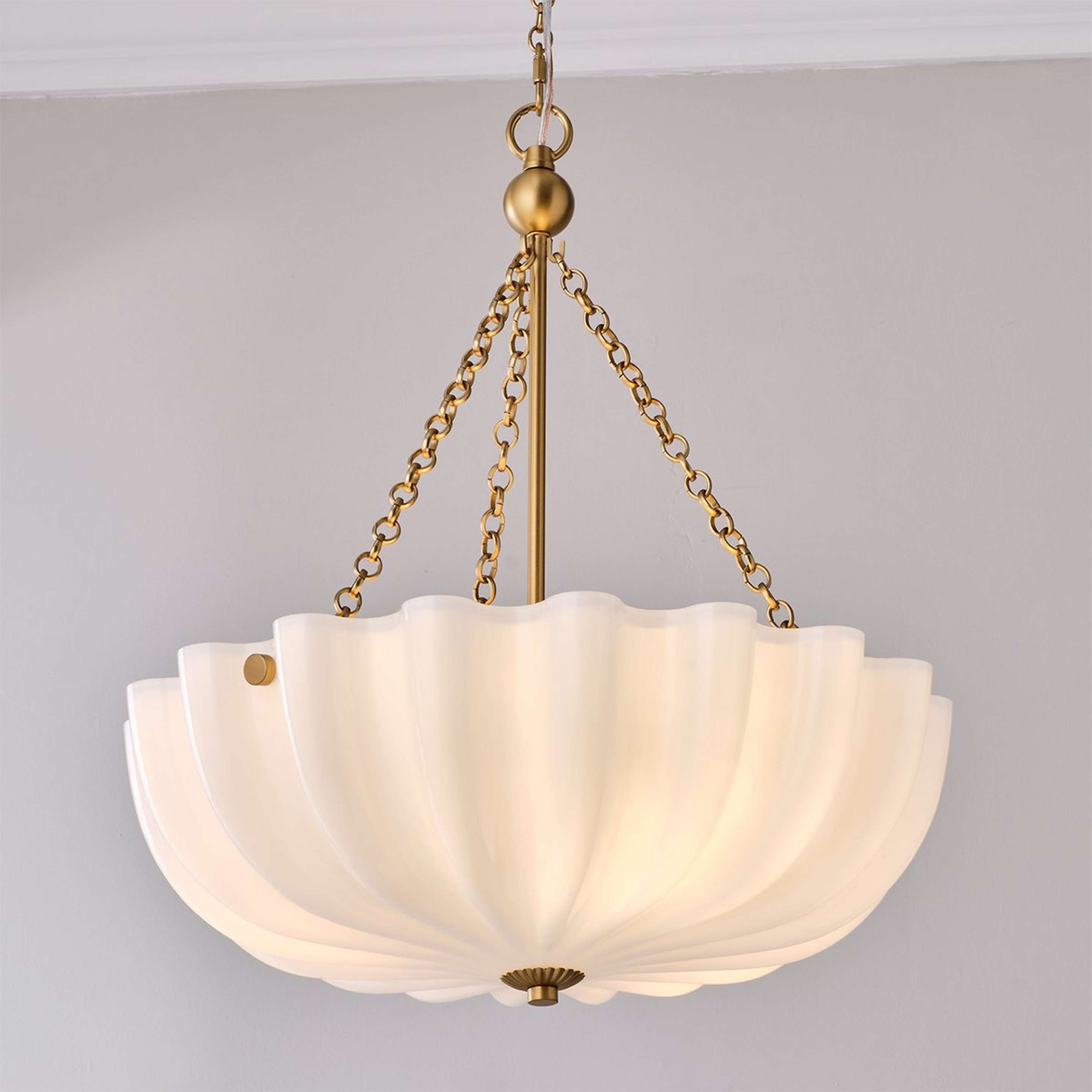 A Zenaida Chandelier - Large with Aged Brass / Clear Glass / Opal Glass color