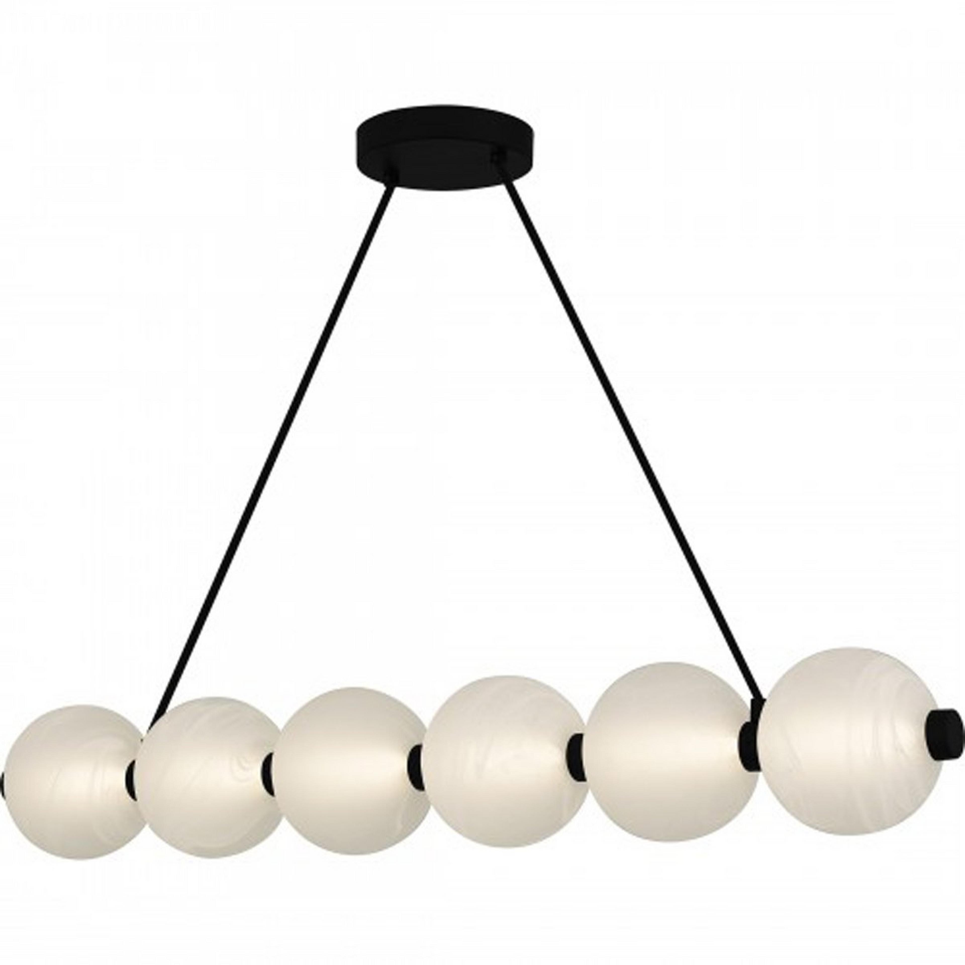 A Kinematic LED Island Chandelier with Black / Cloud Glass color