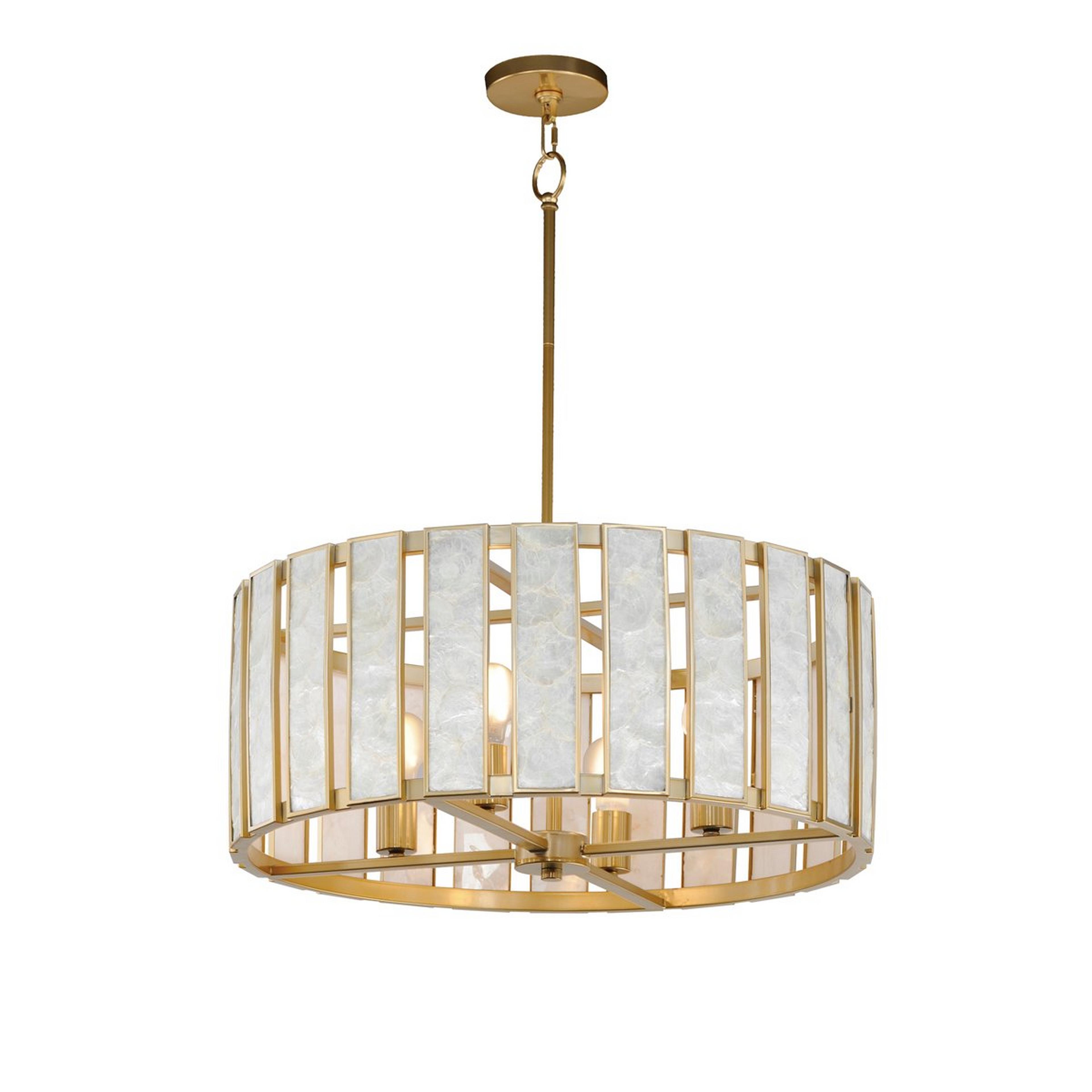 A Zoetrope Chandelier - 4 Light with Natural Brass / Capiz Shell color