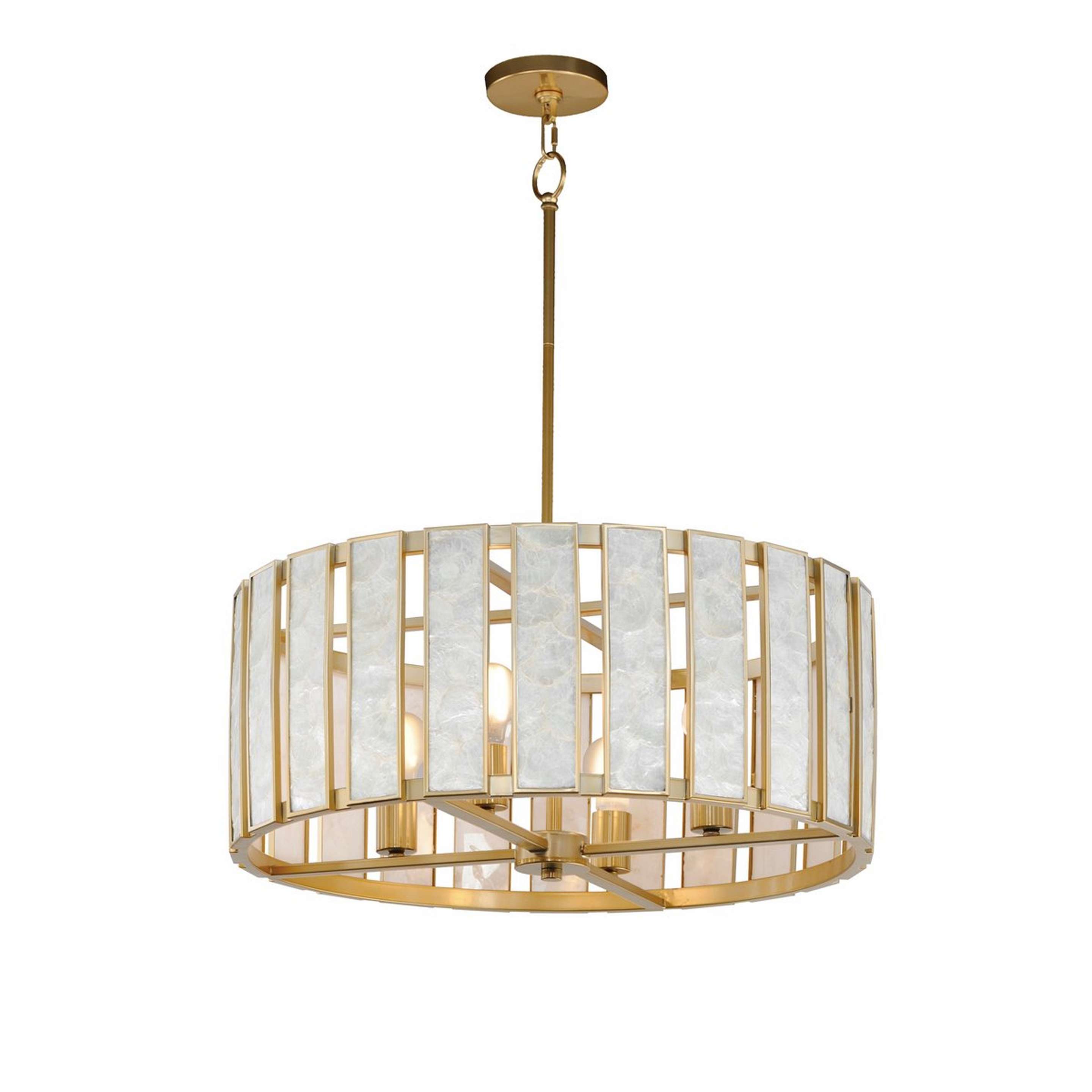 A Zoetrope Chandelier - 4 Light with Natural Brass / Capiz Shell color