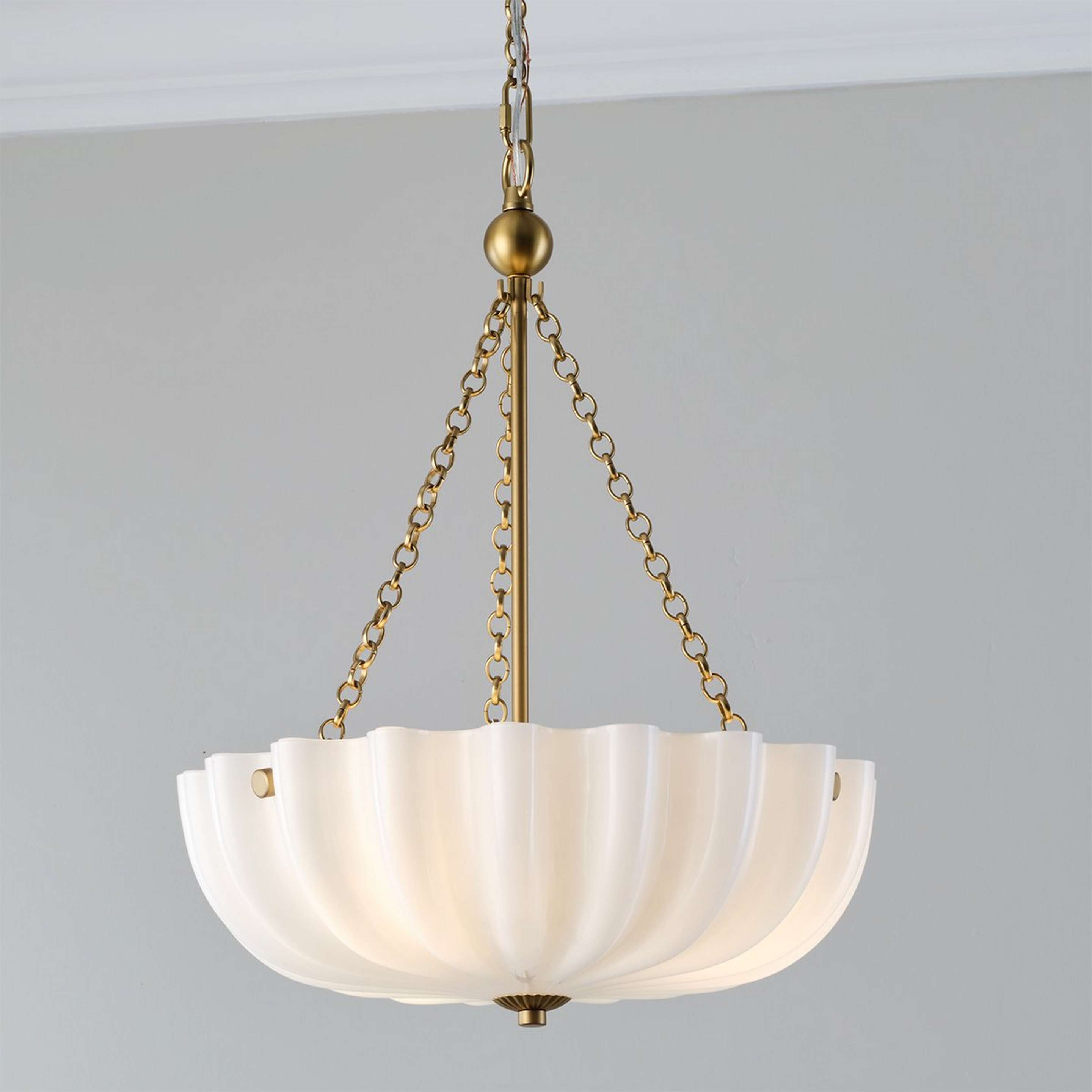 A Zenaida Chandelier - Small with Aged Brass / Clear Glass / Opal Glass color