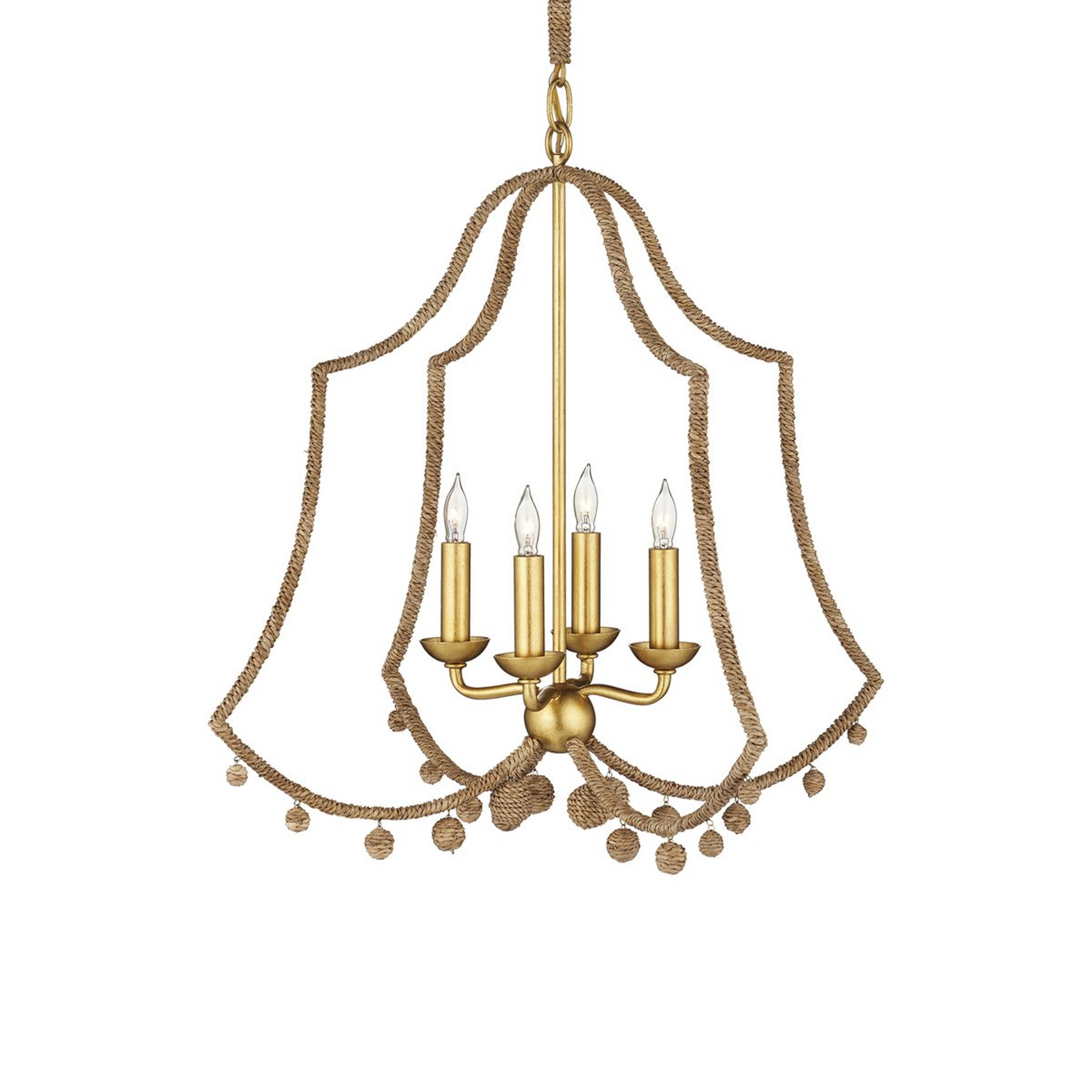 A Bosquet Chandelier with Gold / Natural Rope color