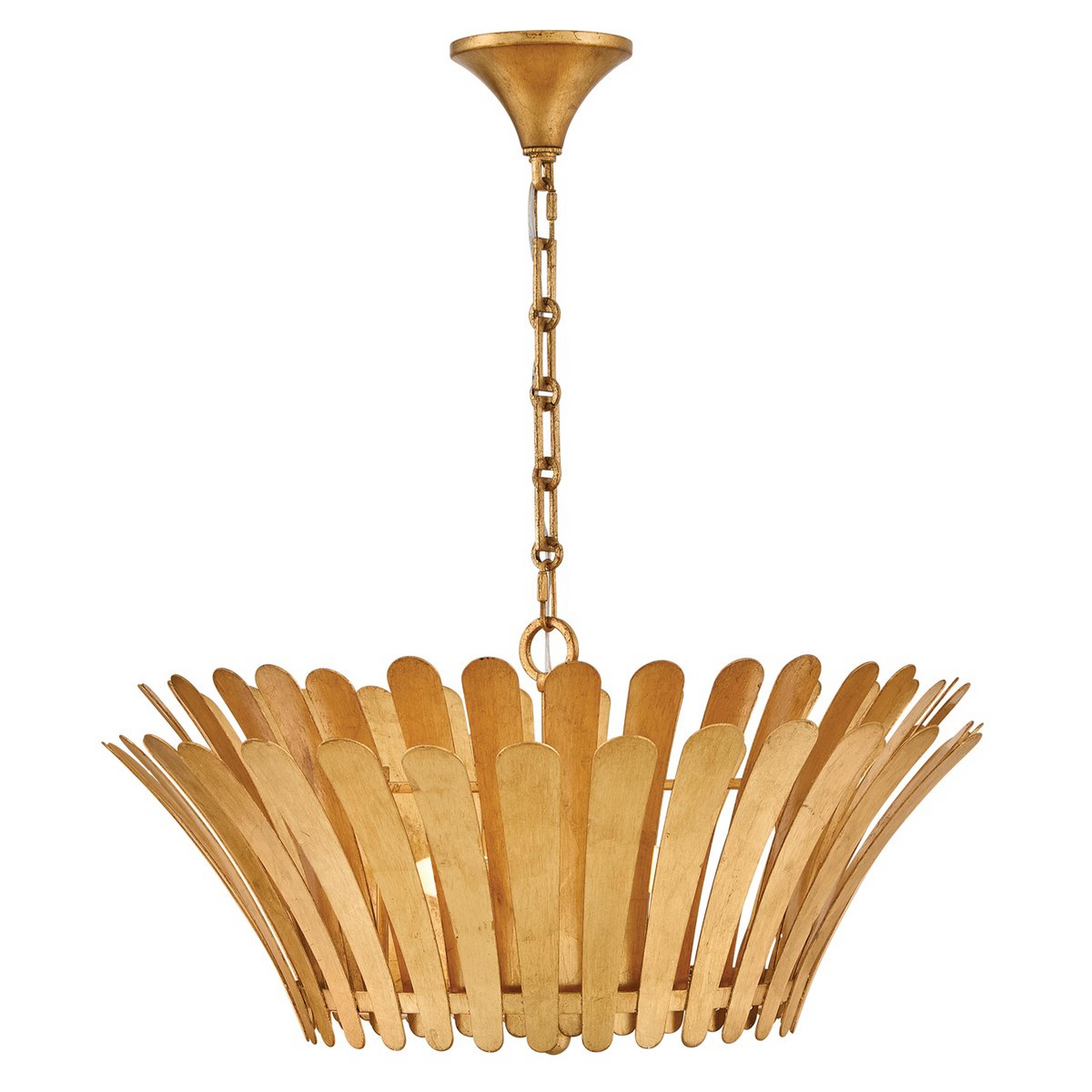A Mayhew Chandelier with Distressed Brass color