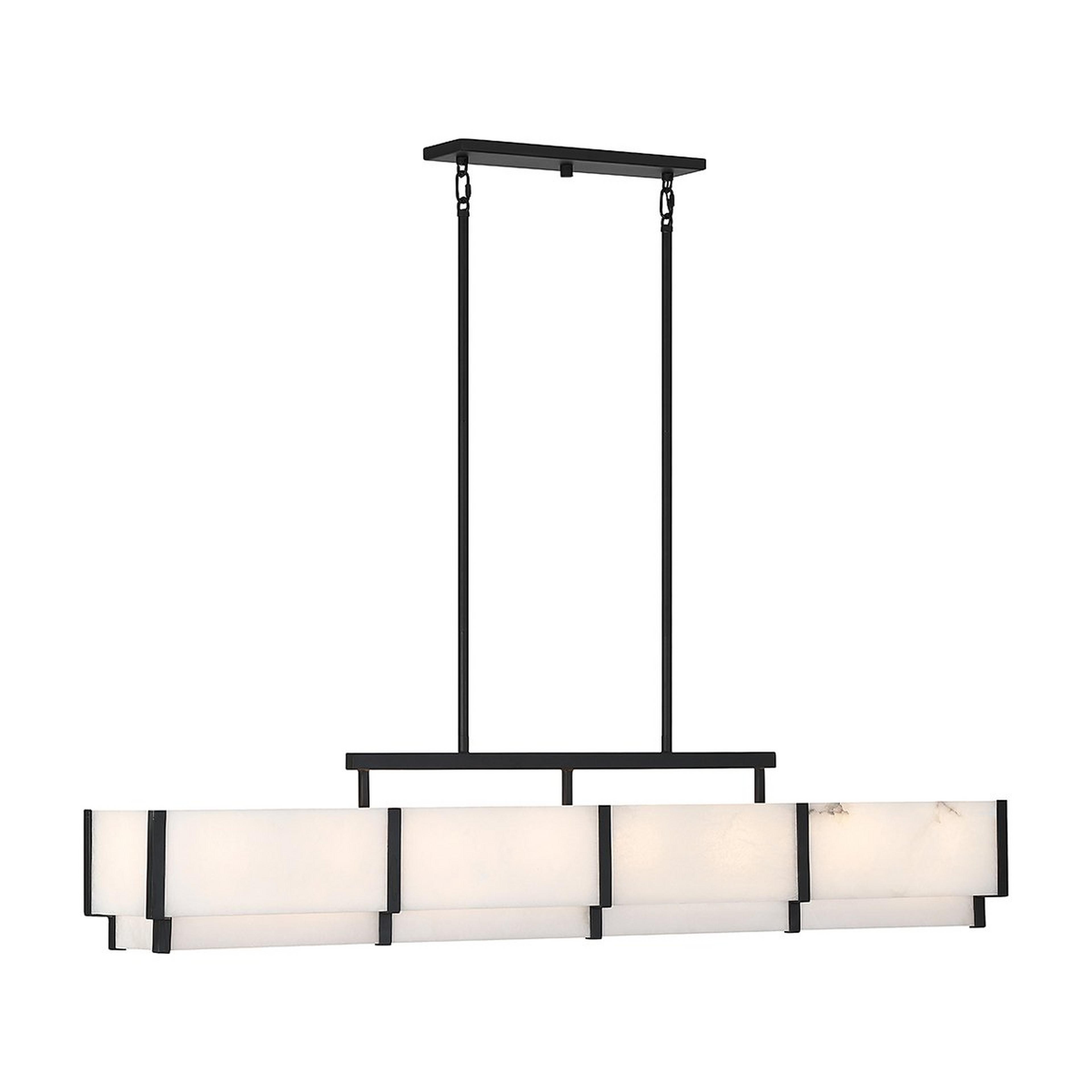 A Ruben Island Chandelier - 8 Light with Black / Natural Alabaster color