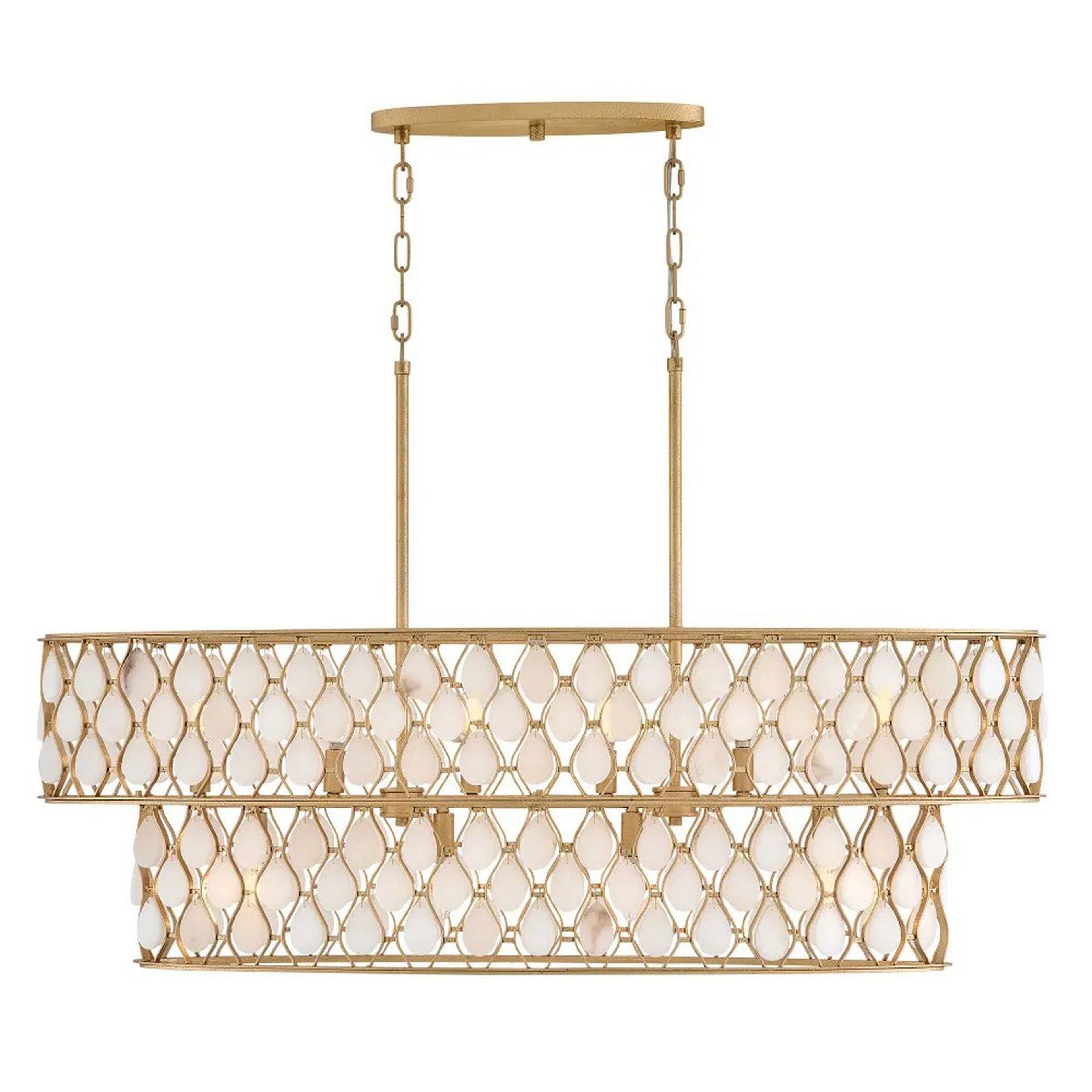 A Danville Island Chandelier with Textured Gold / Natural Alabaster color