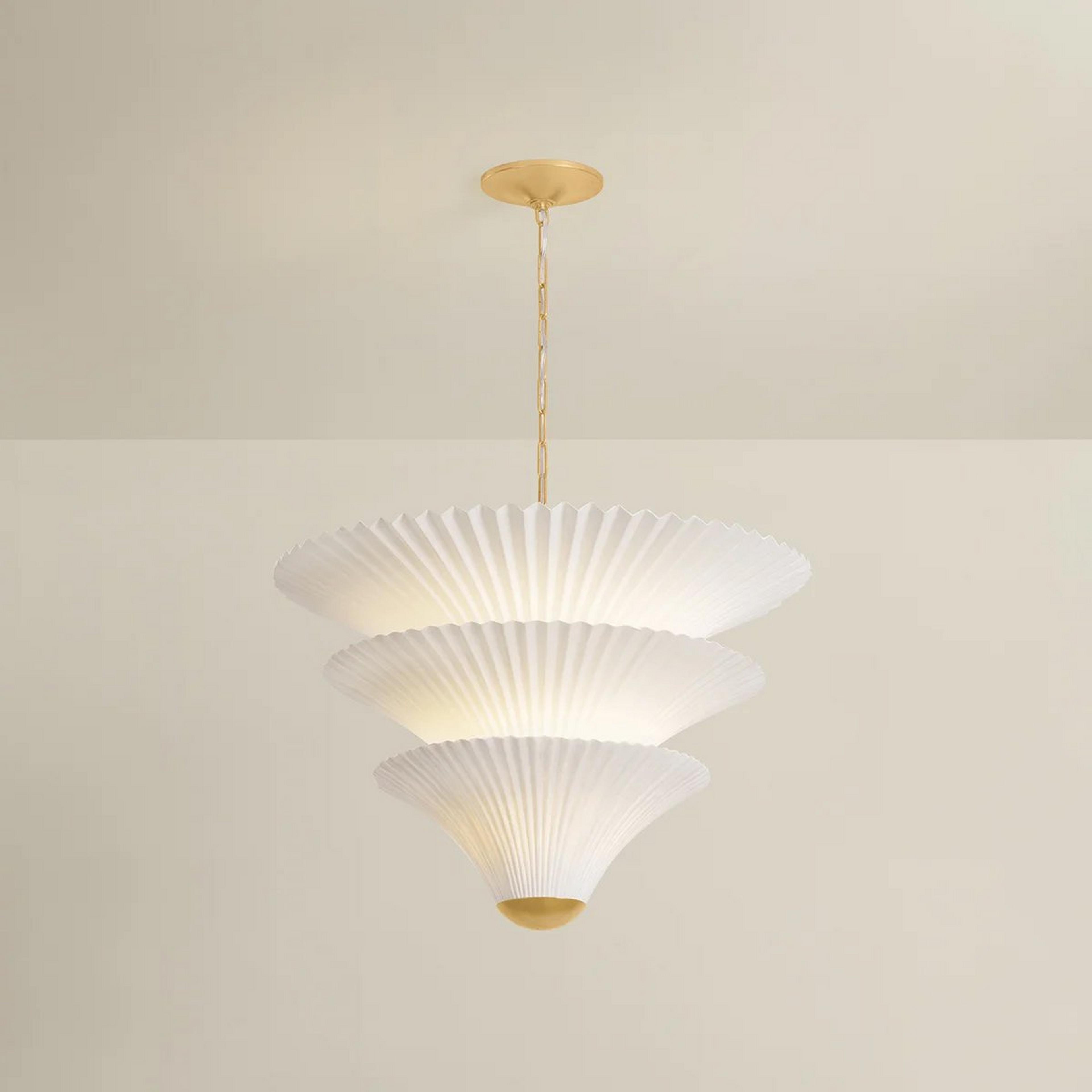 A Kumo Chandelier with Gold Leaf / White color