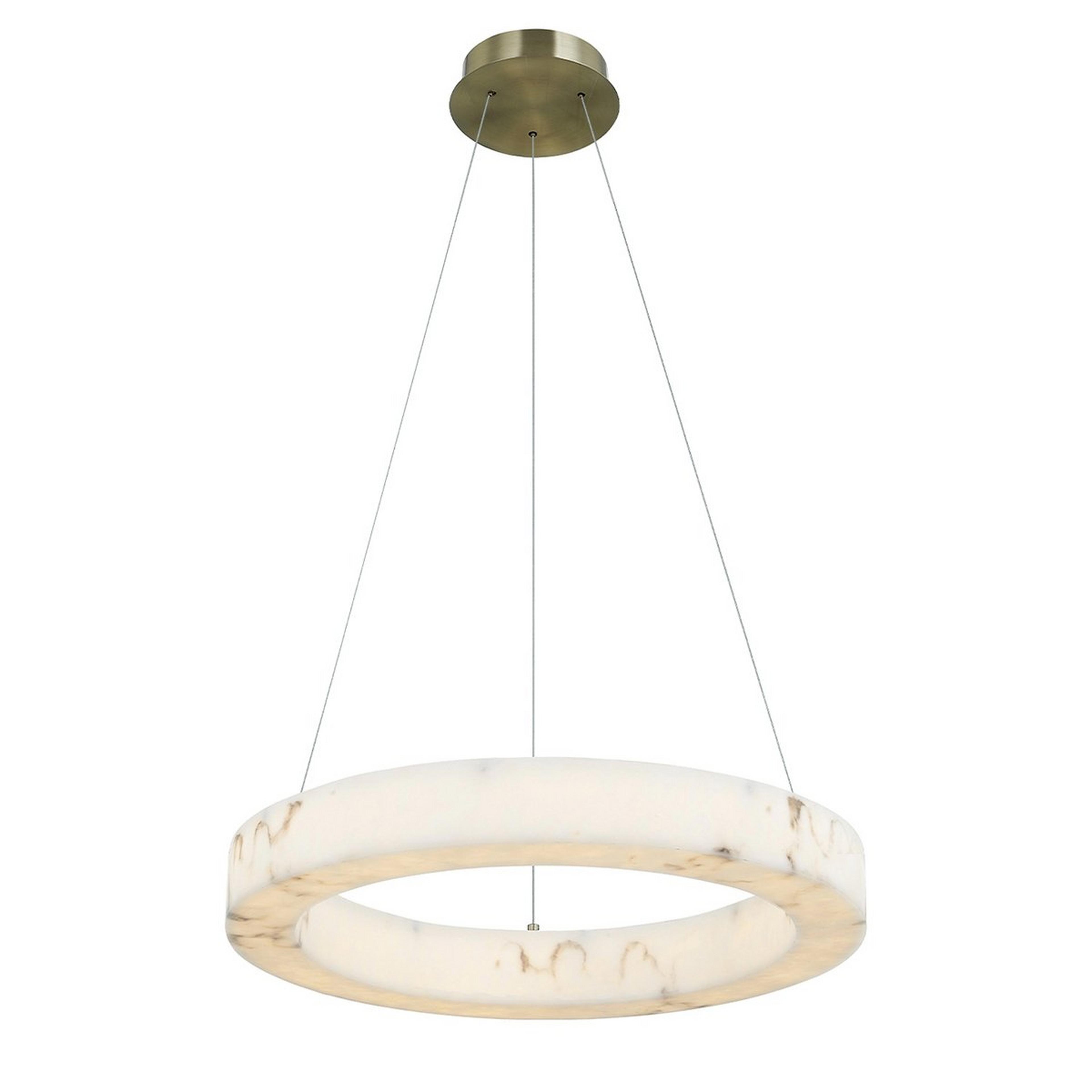 A Septimus Ring Chandelier - Small - Faux Alabaster with Brushed Brass / Faux Alabaster Resin color