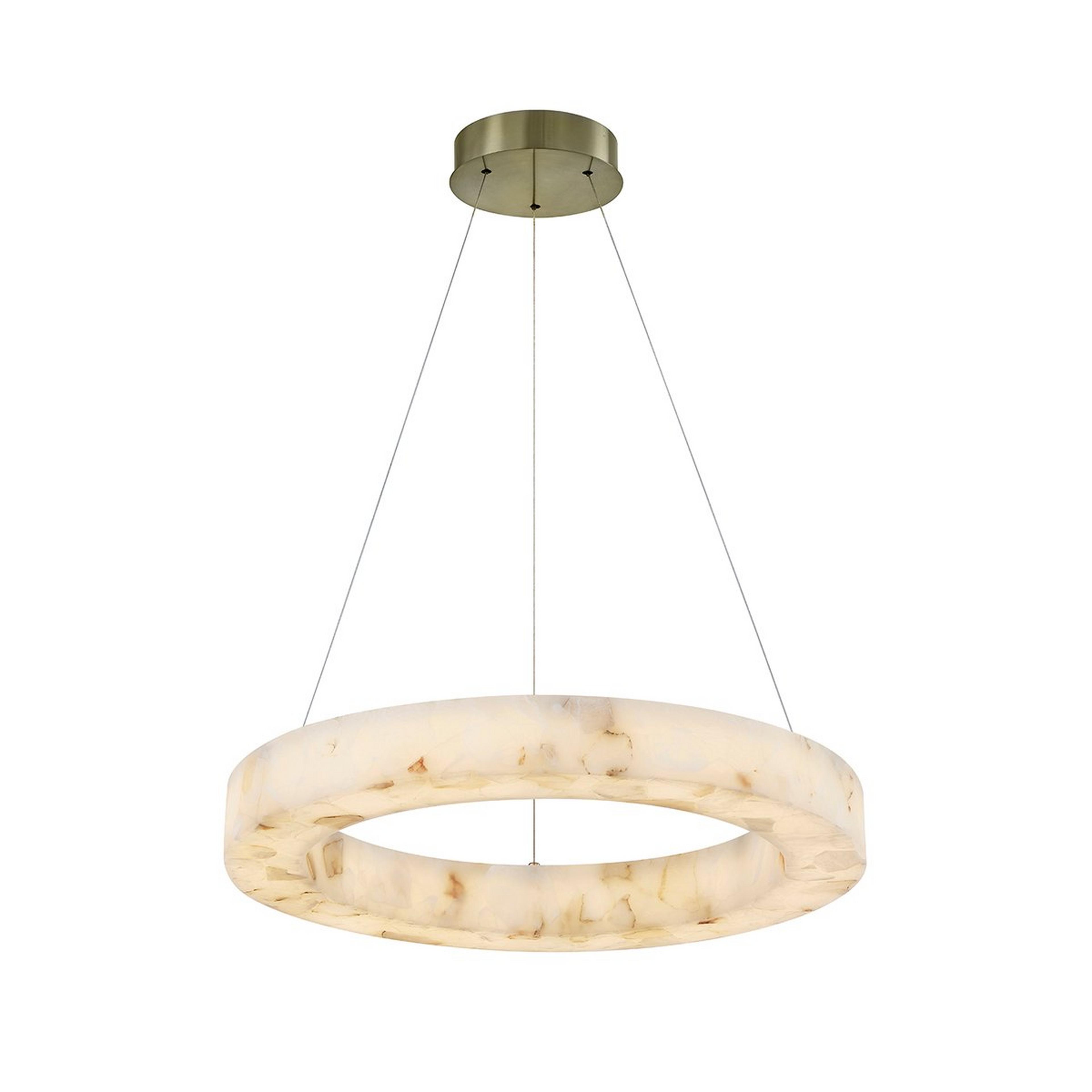 A Septimus Ring Chandelier - Small - Genuine Alabaster with Brushed Brass / Faux Alabaster Resin color