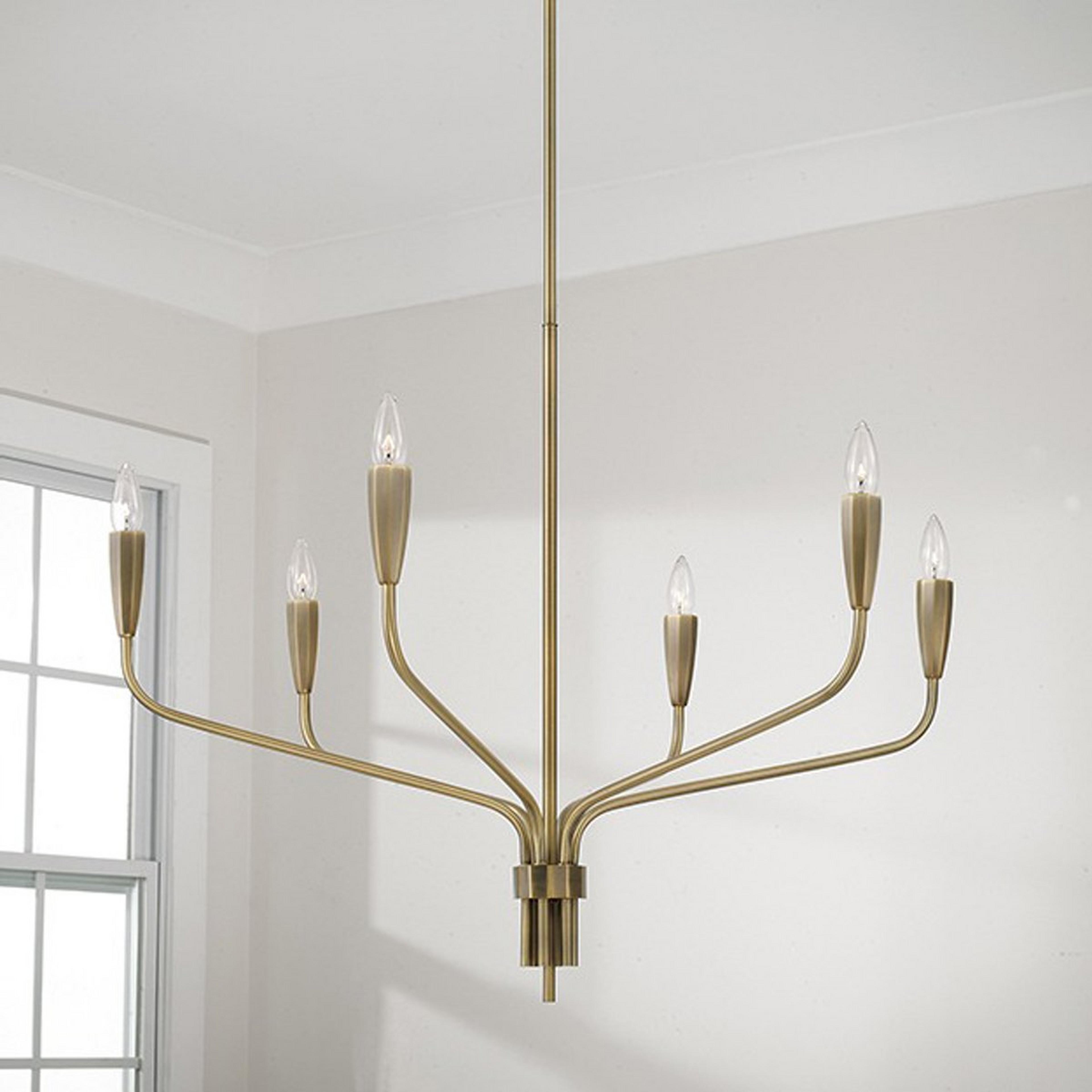 A Jadon Chandelier with Antiqued Brass color