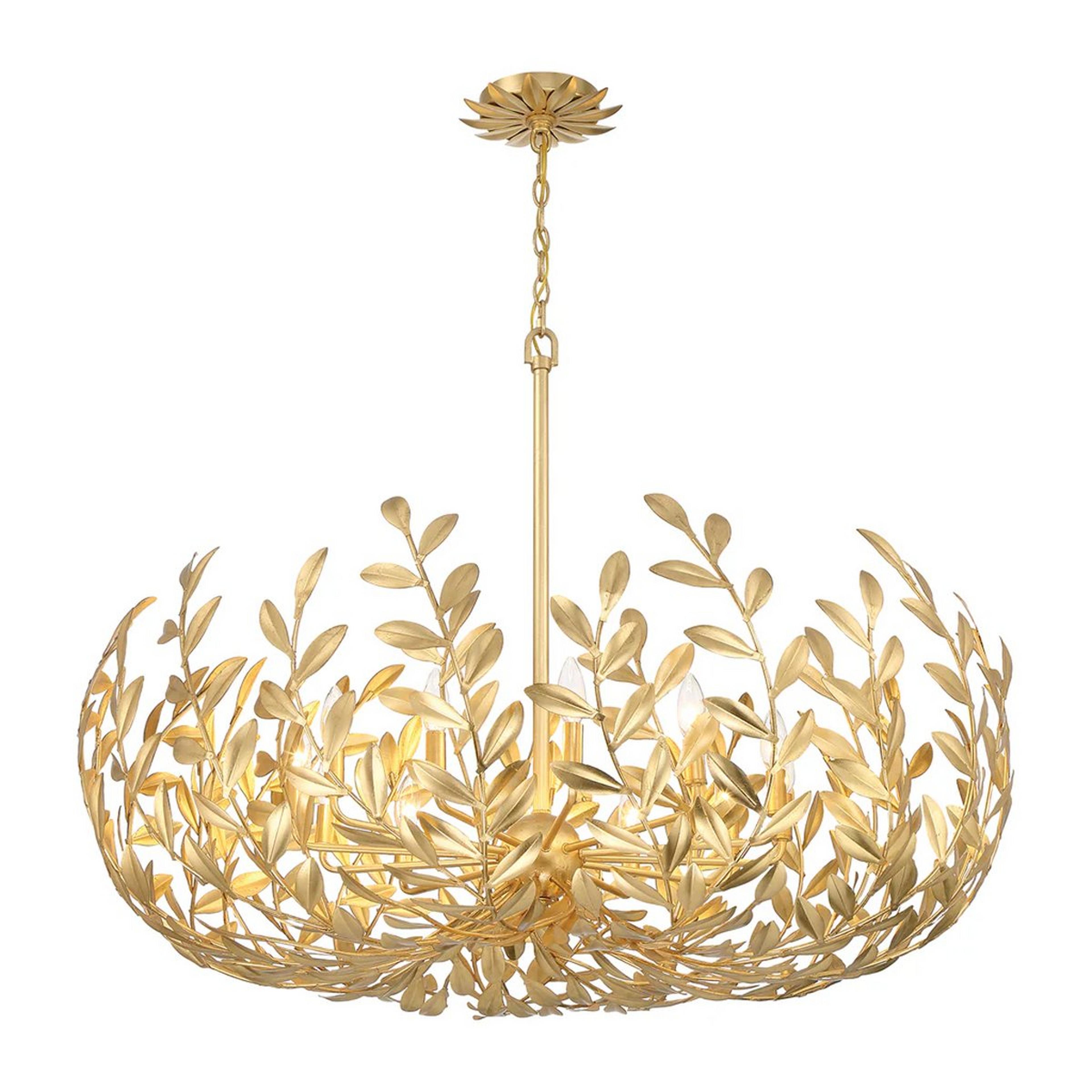 A Olive Leaf Blooming Chandelier - 12 Light with Antique Gold color