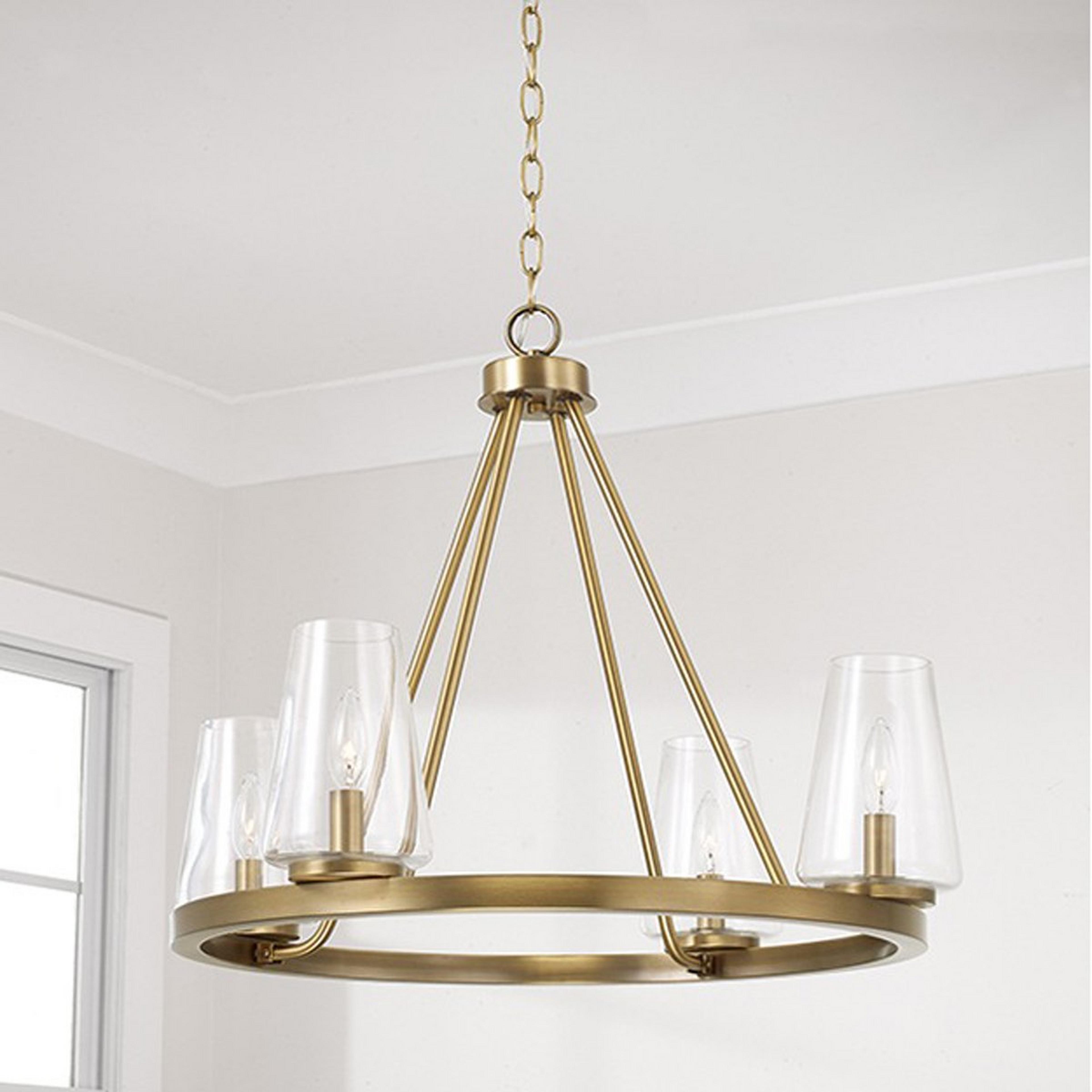 A Alonso Chandelier - Small with Aged Brass / Clear Glass color
