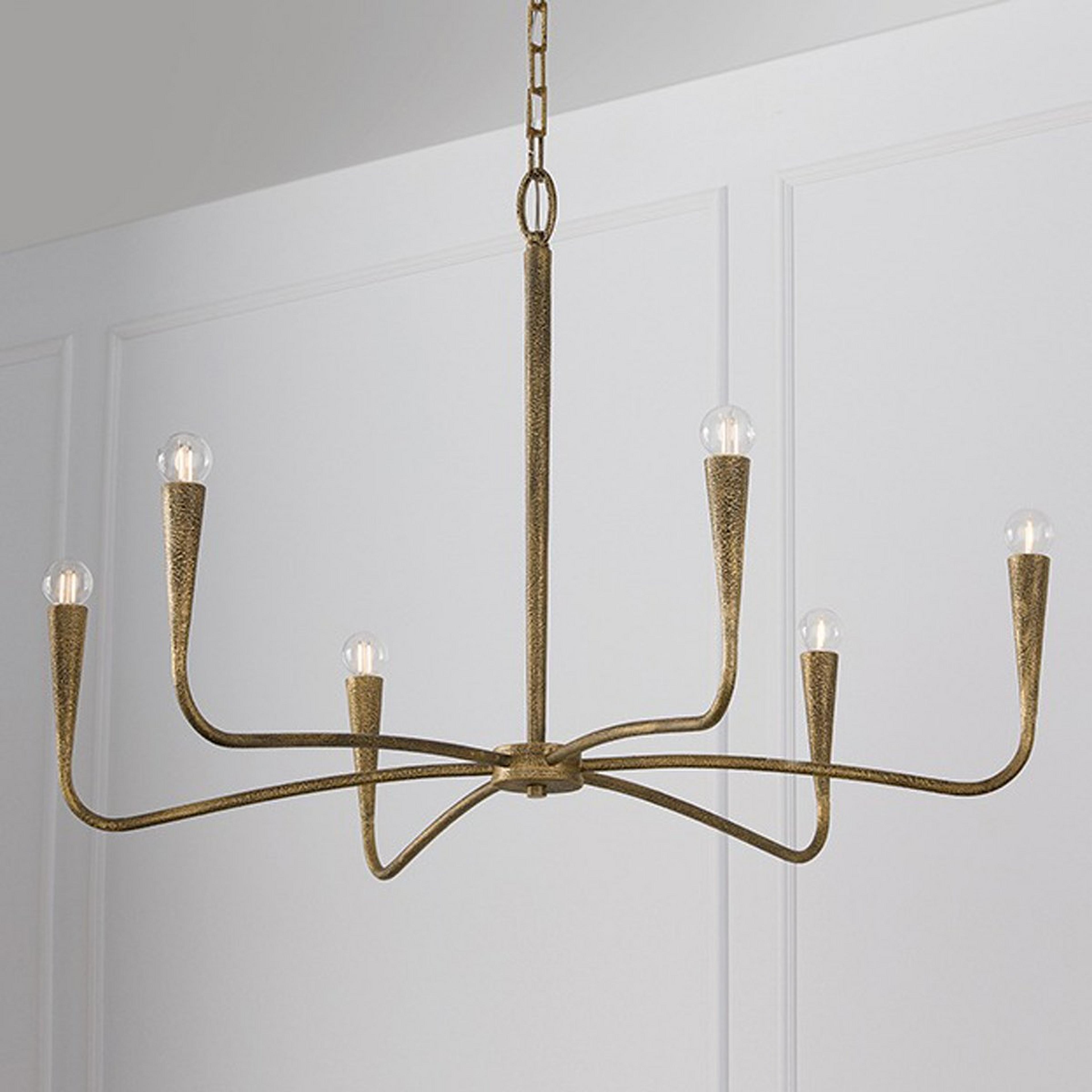 A Firdaus Chandelier with Hammered Aged Brass color