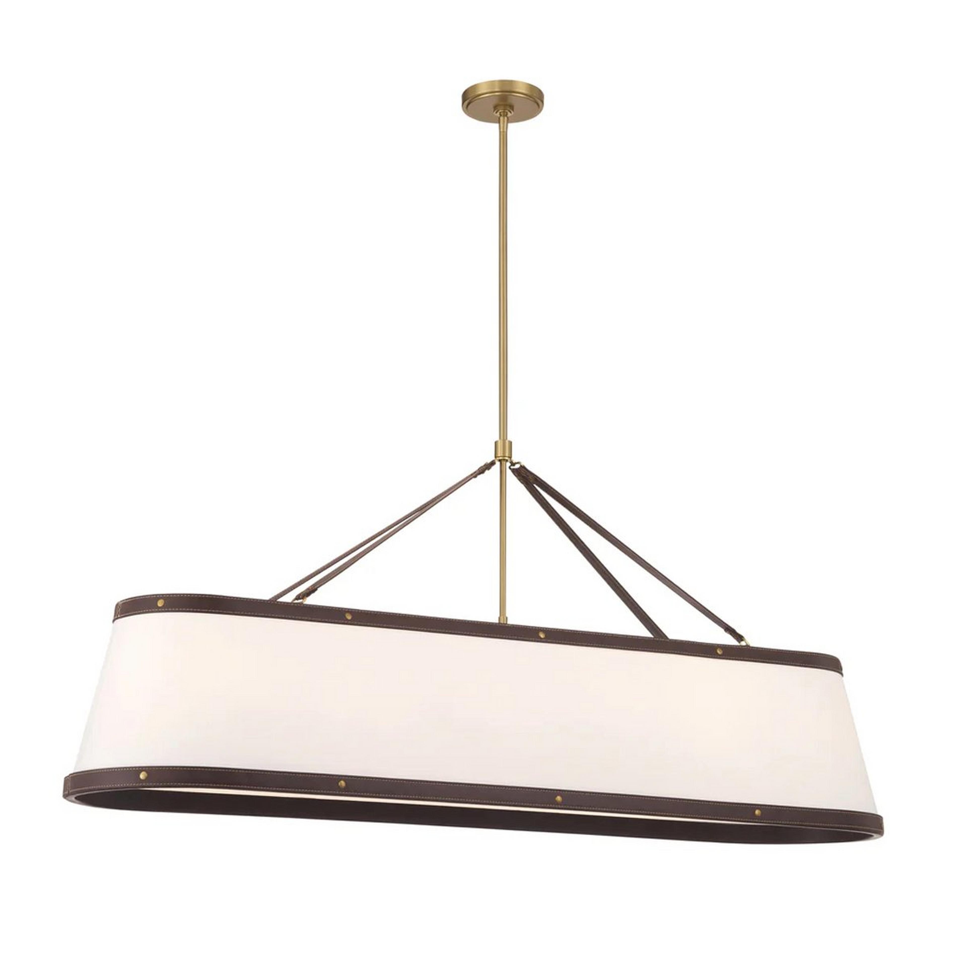 A Brenora Island Chandelier with Gold / Vegan Leather / White color