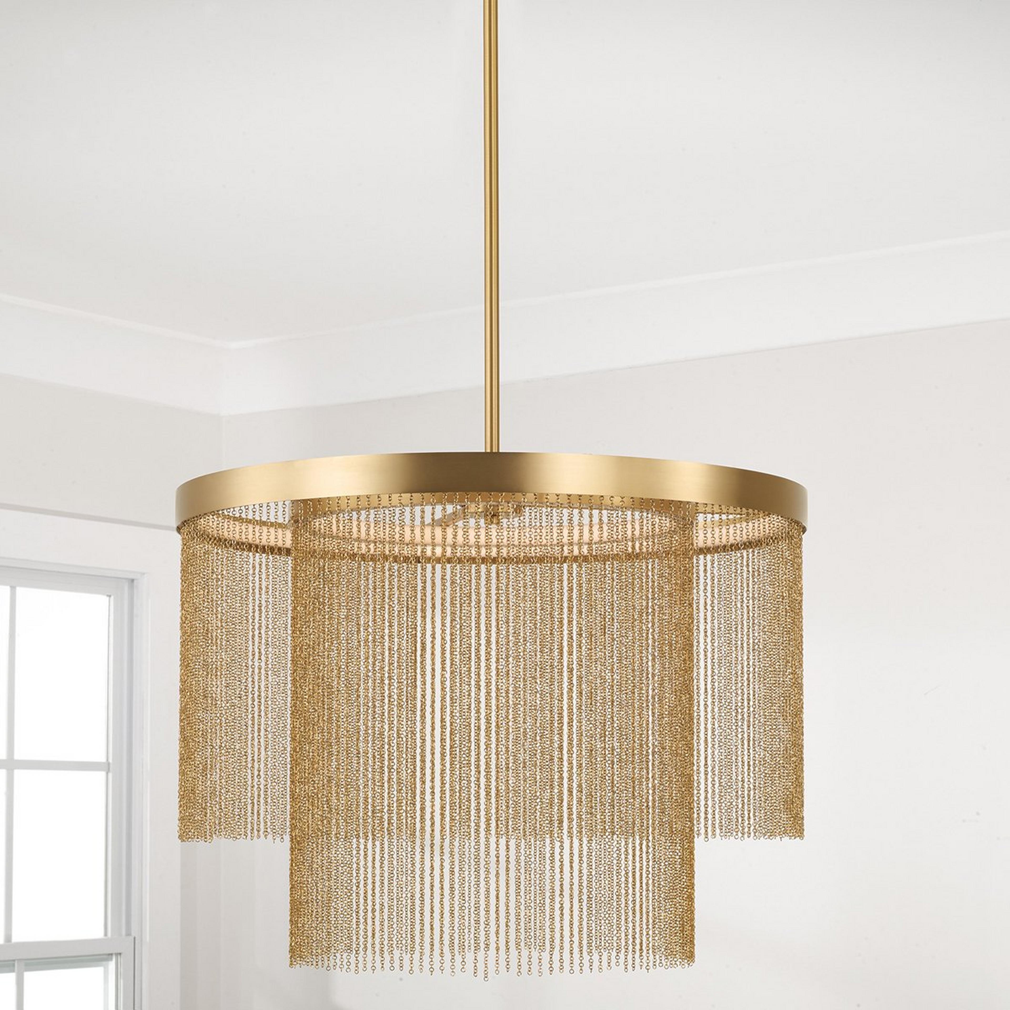 A Cadieux LED Chandelier with Aged Brass color