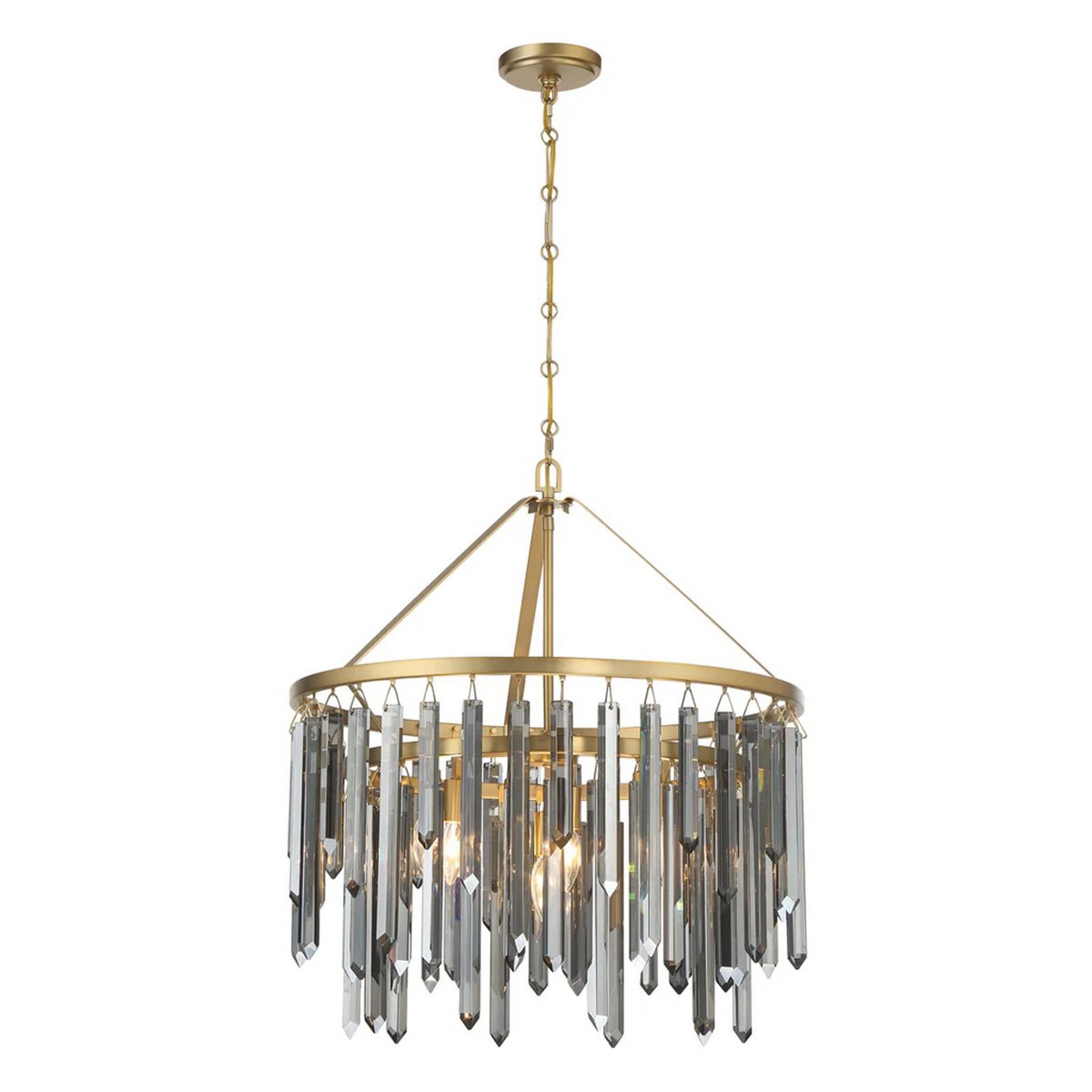 A Dunoir Chandelier - 24" with Gold / Smoke Crystal Glass color