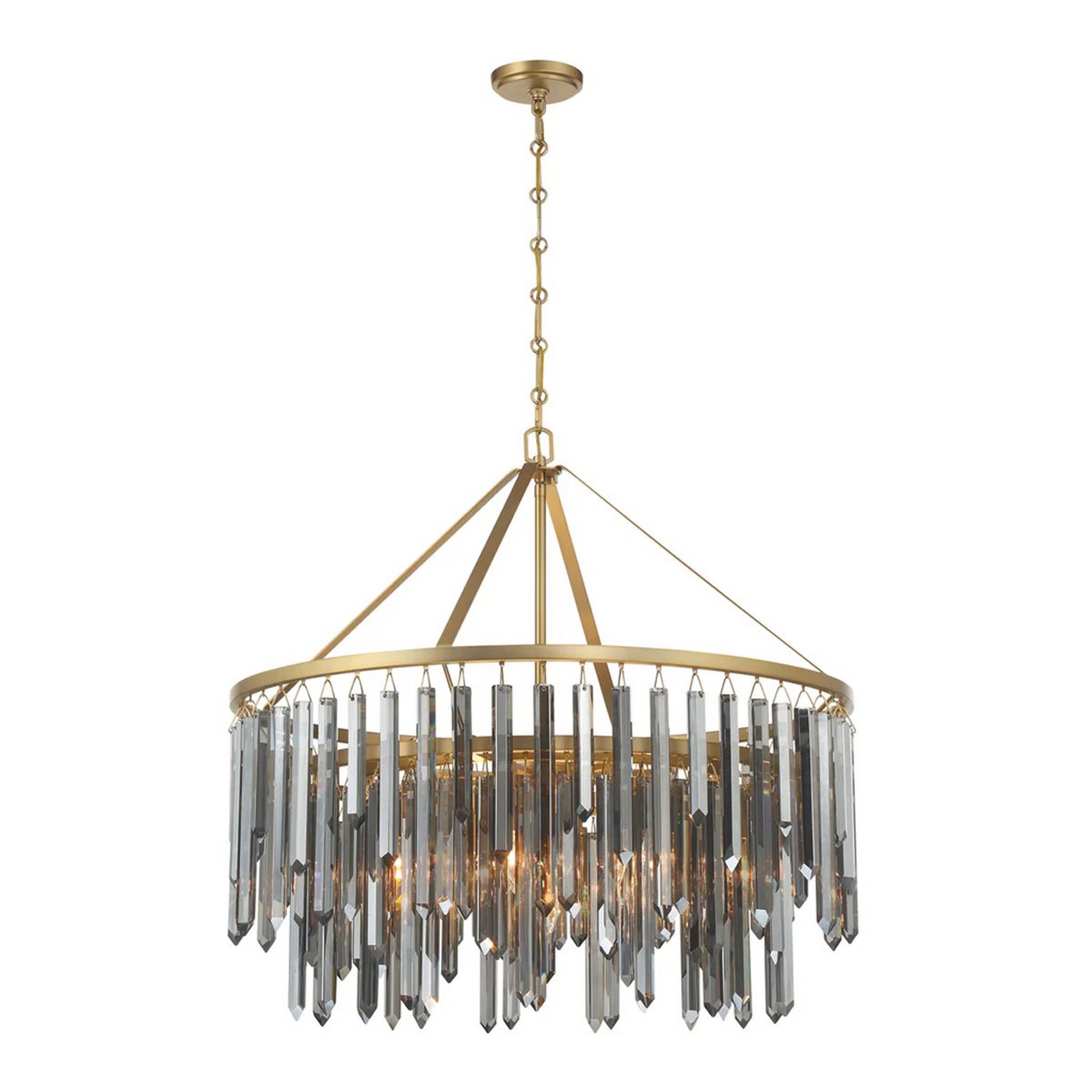 A Dunoir Chandelier - 32" with Gold / Smoke Crystal Glass color