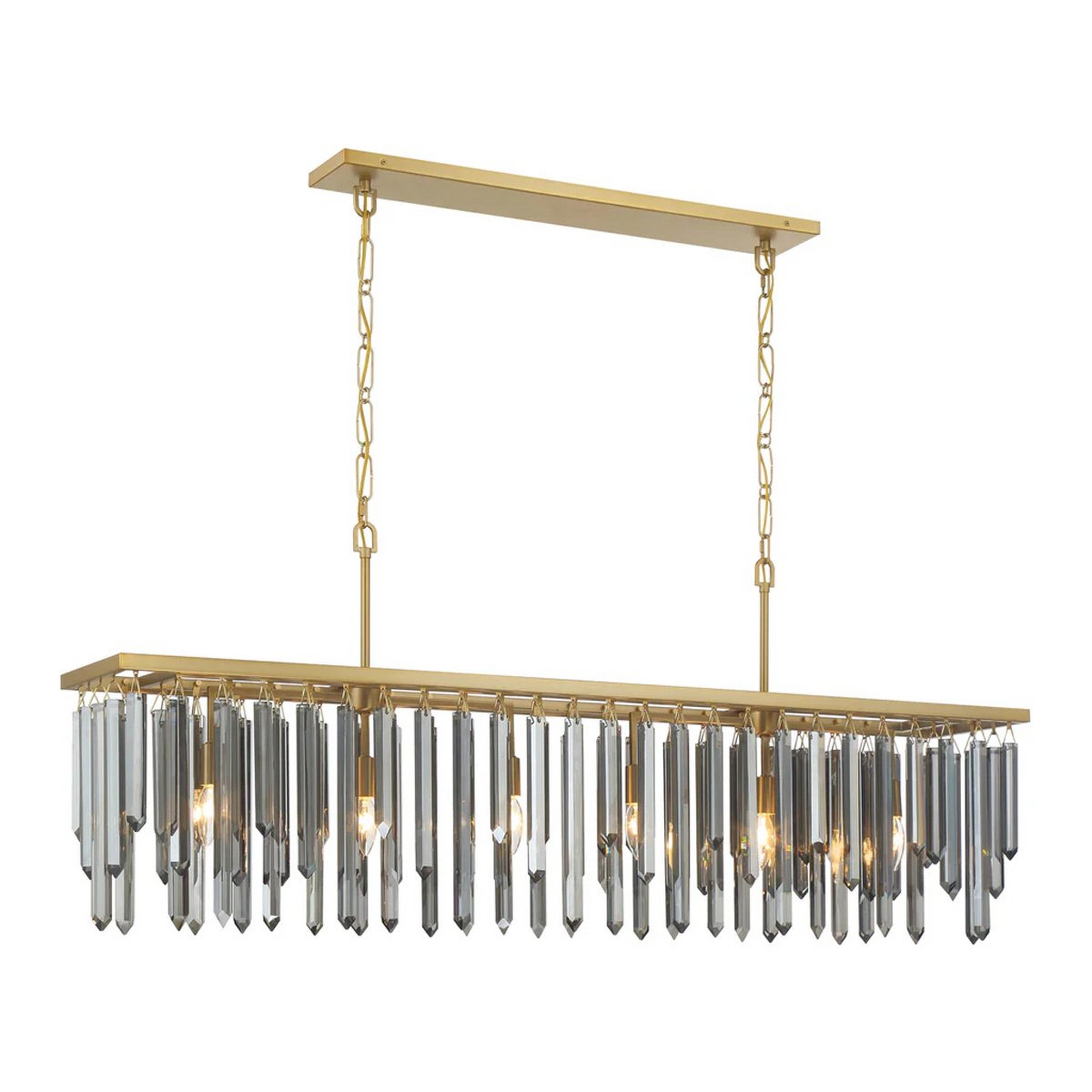 A Dunoir Island Chandelier with Gold / Smoke Crystal Glass color