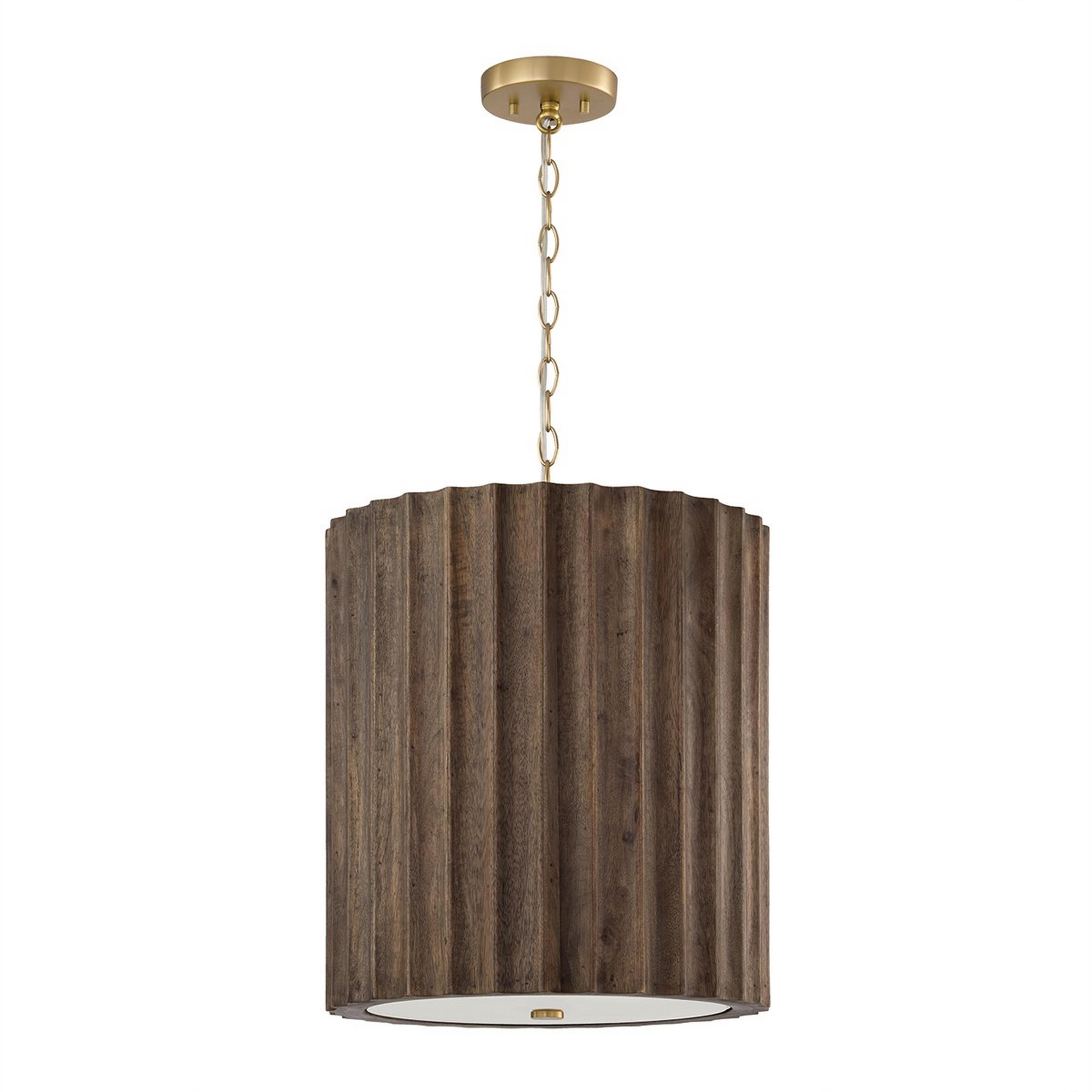 A Elvenia Chandelier with Brass / Dark Wood color